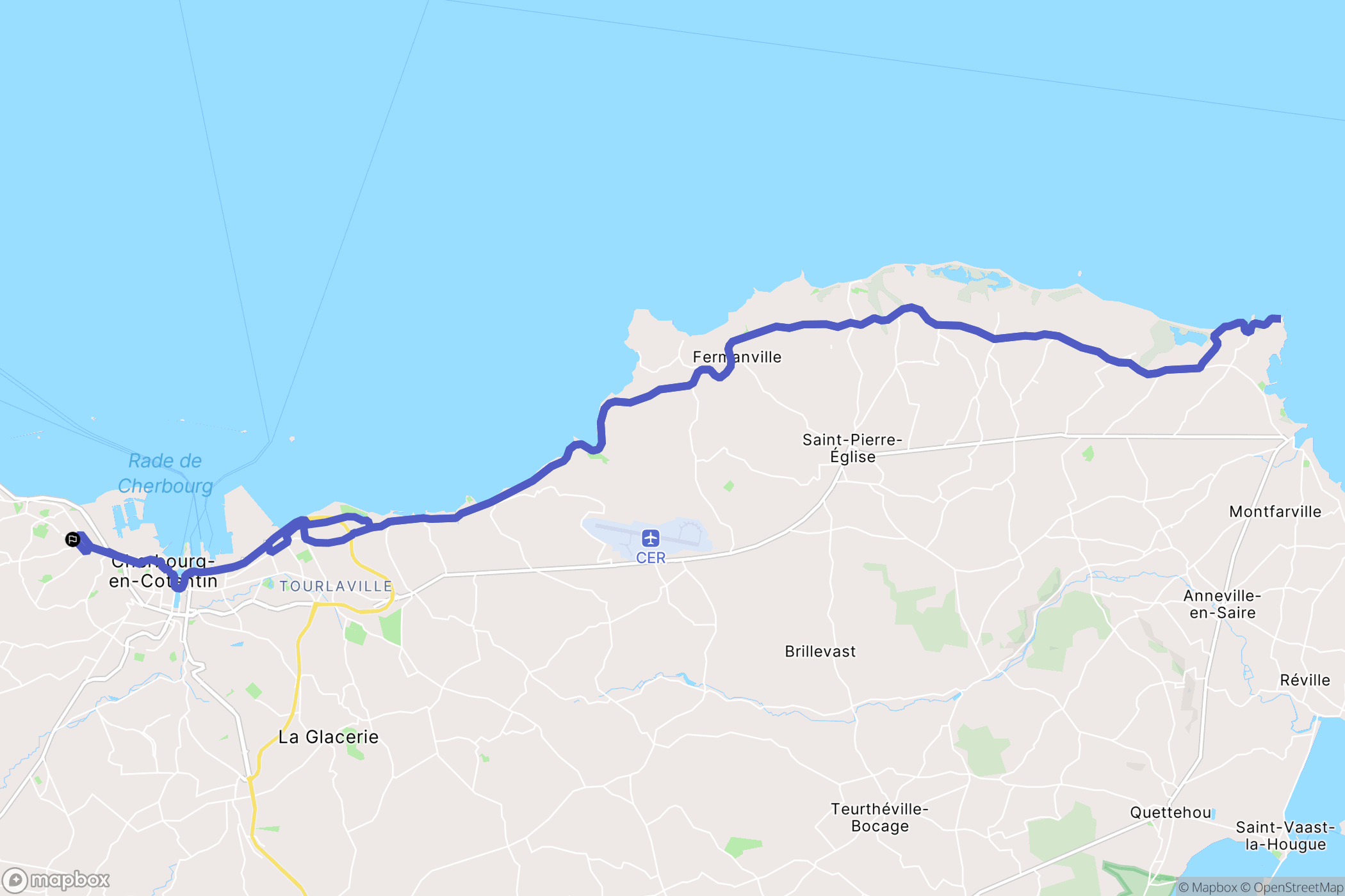 Cherbourg-en-Cotentin : carte du parcours de randonnée - France