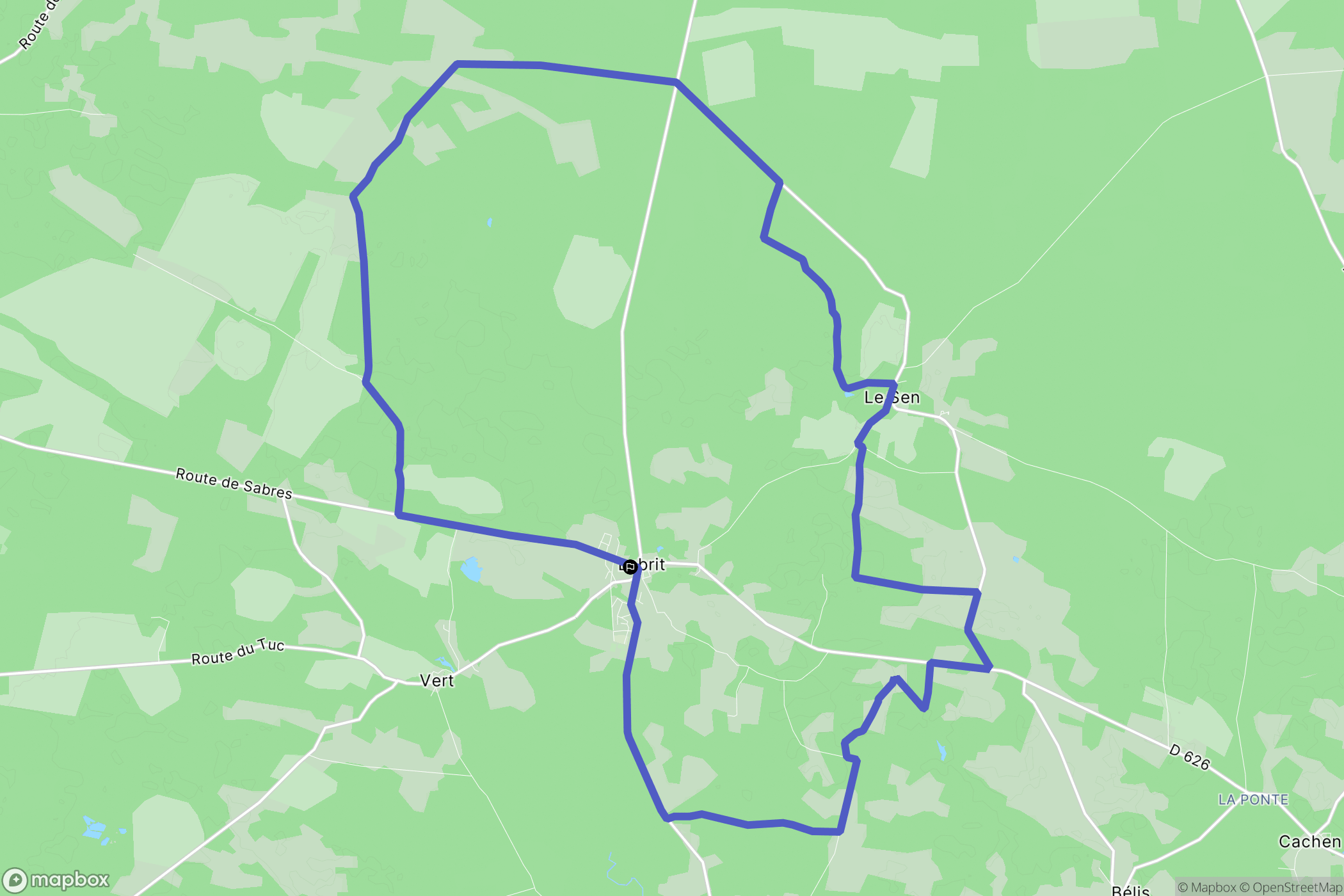 Labrit : carte du parcours de randonnée - France