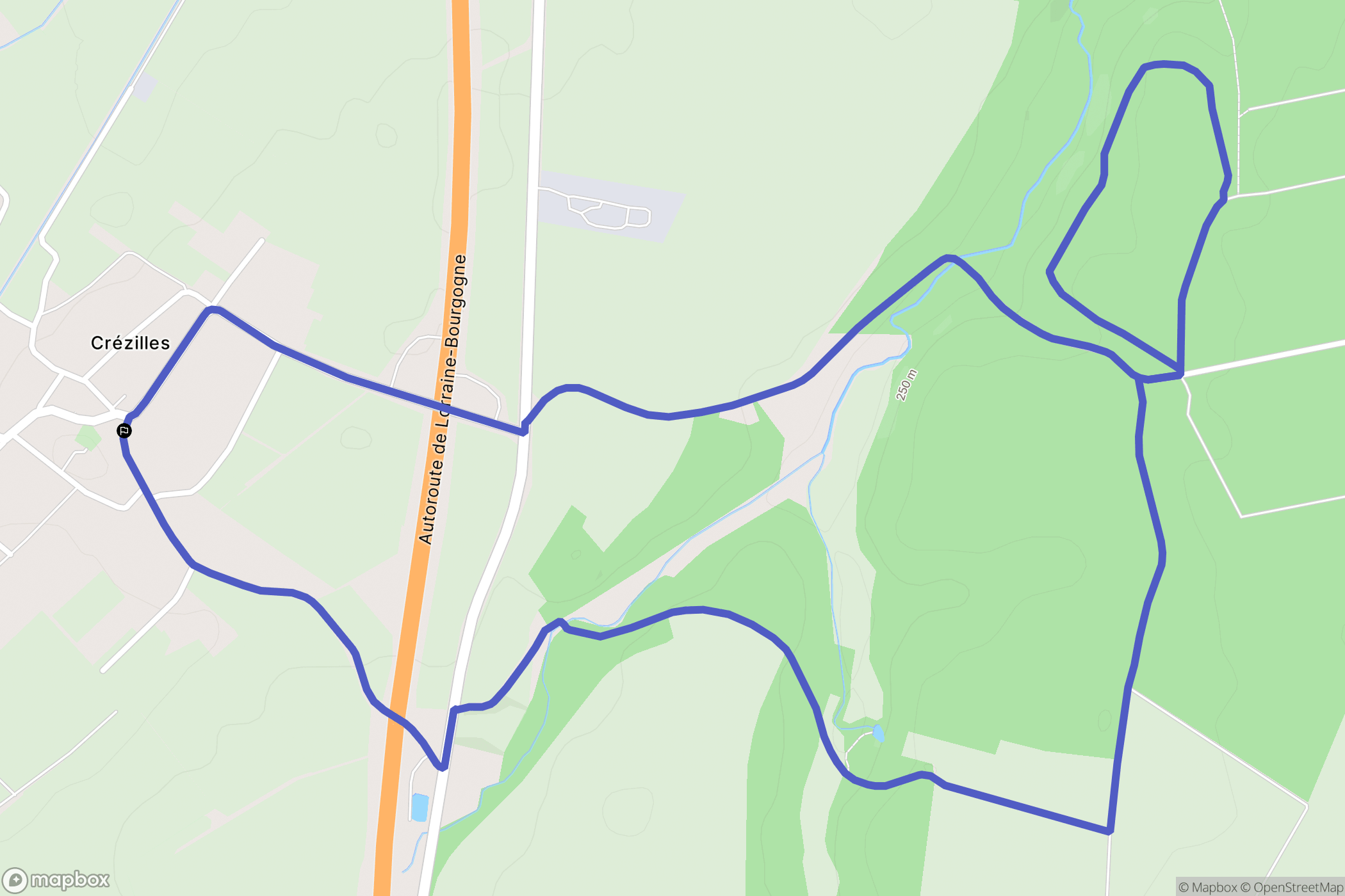 Crézilles : carte du parcours de randonnée - France