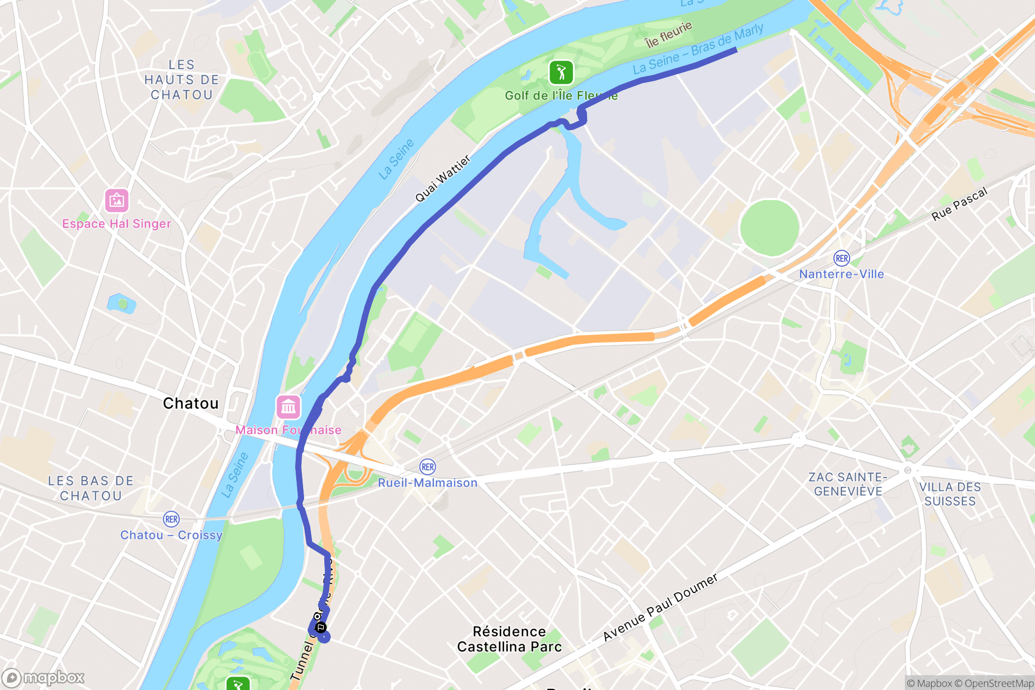 Rueil-Malmaison : carte du parcours de randonnée - France