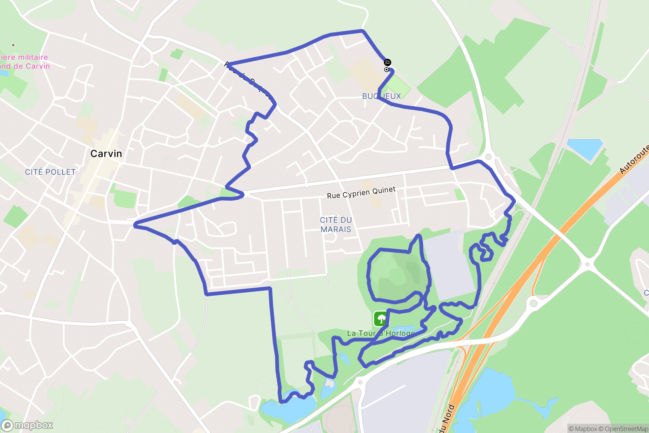 Carvin : carte du parcours de randonnée - France