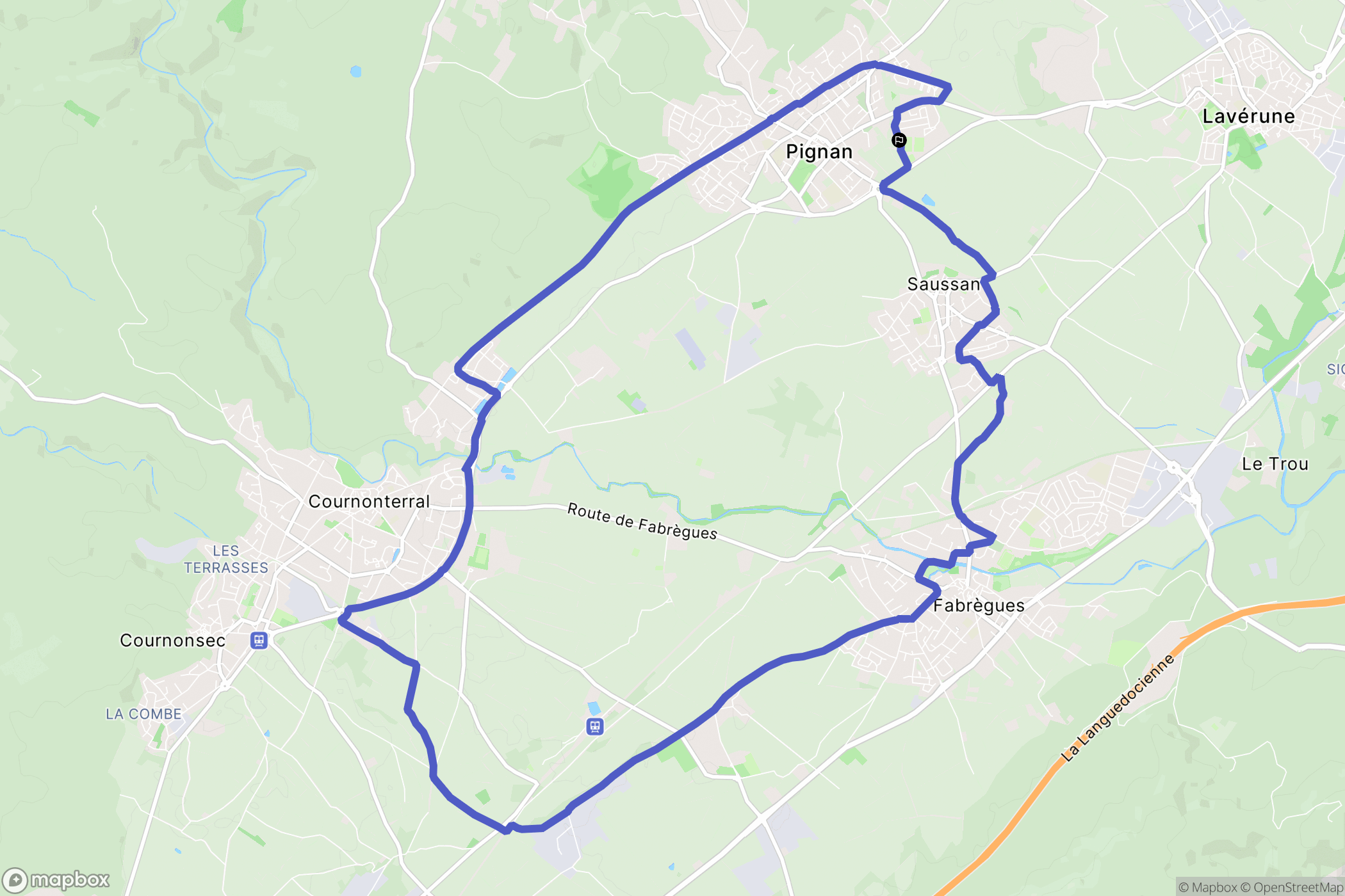 Pignan : carte du parcours de randonnée - France
