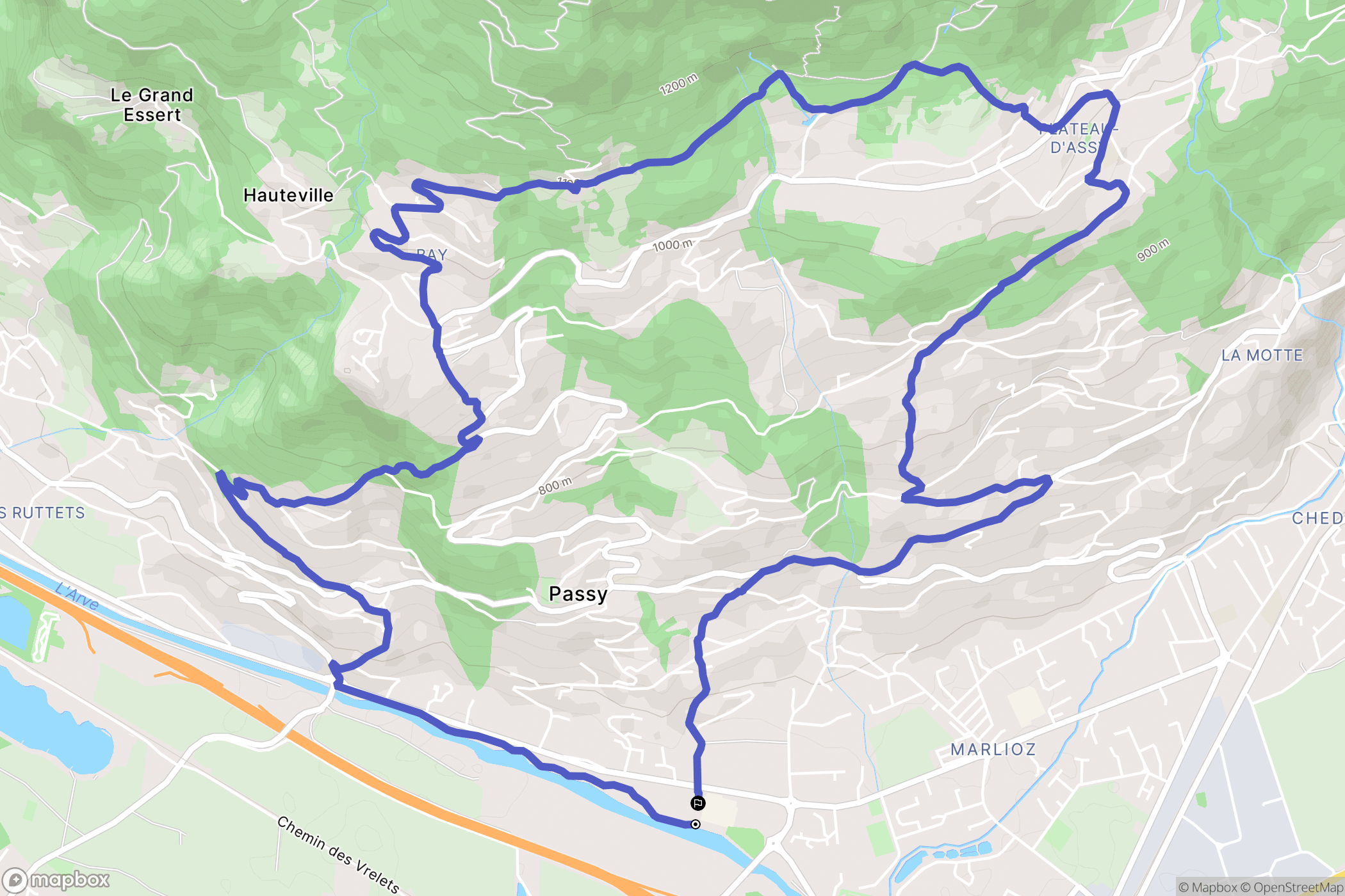 Passy : carte du parcours de randonnée - France