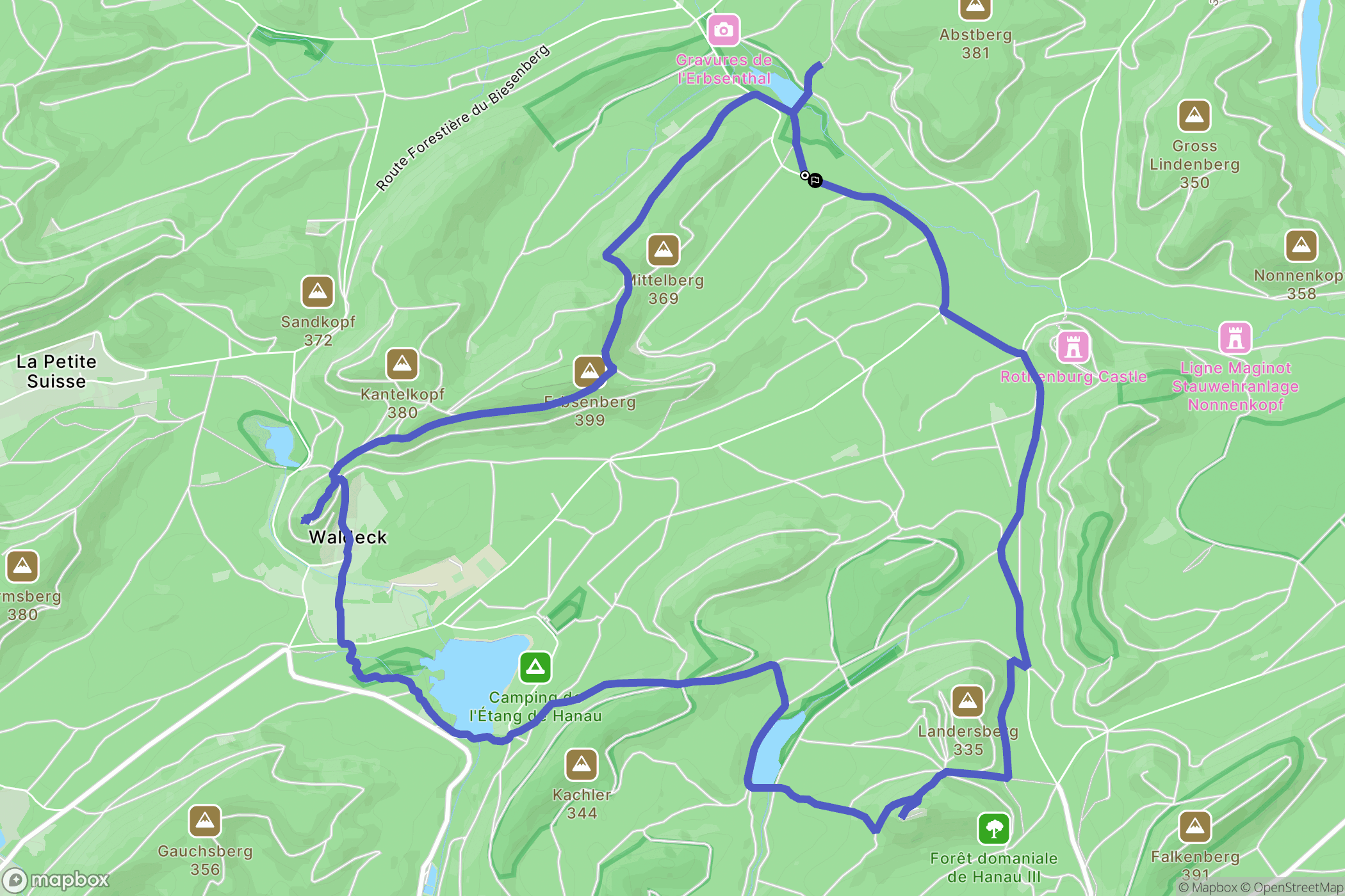 Éguelshardt : carte du parcours de randonnée - France