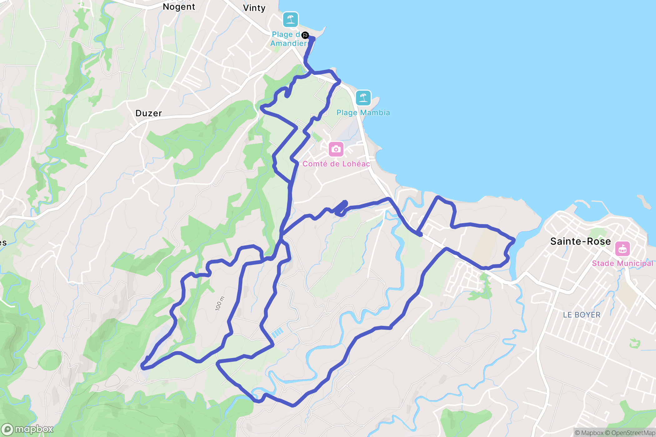 Sainte-Rose : carte du parcours de randonnée - France