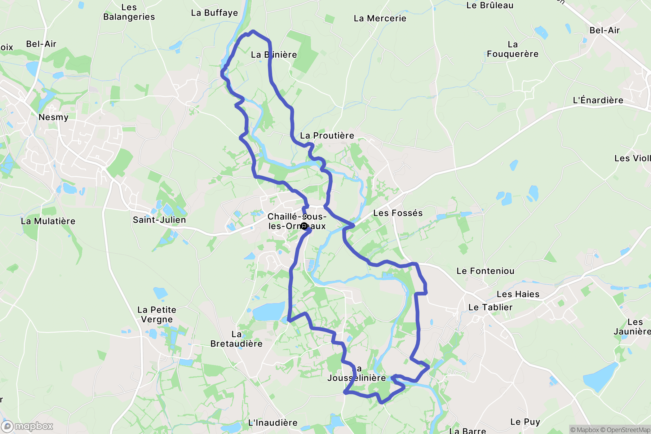 Rives-de-l'Yon : carte du parcours de randonnée - France