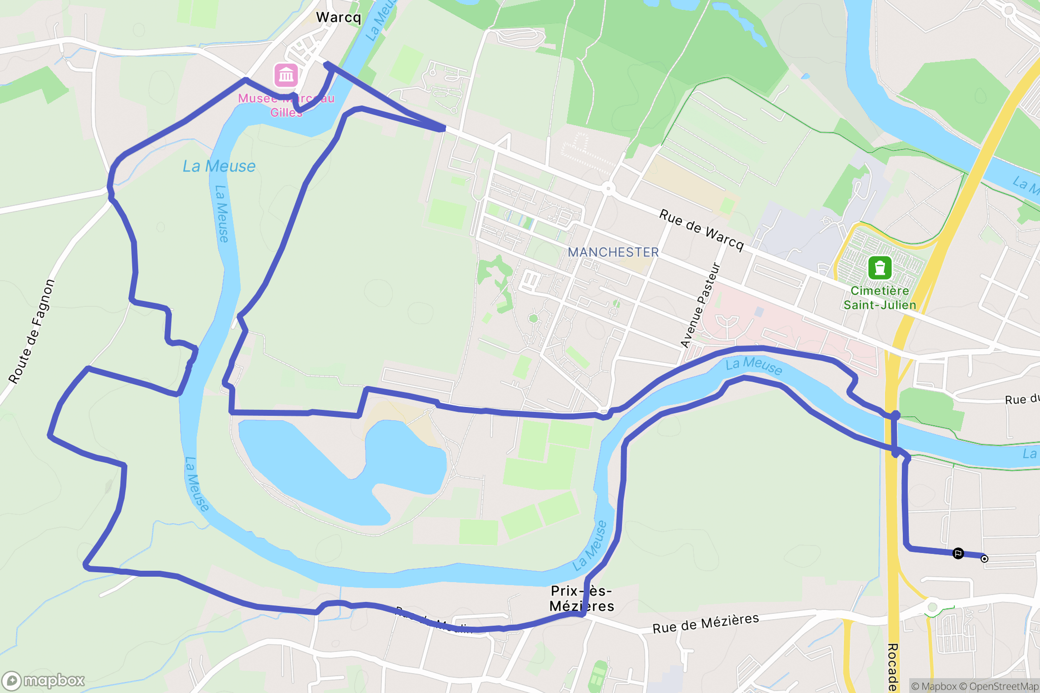Charleville-Mézières : carte du parcours de randonnée - France