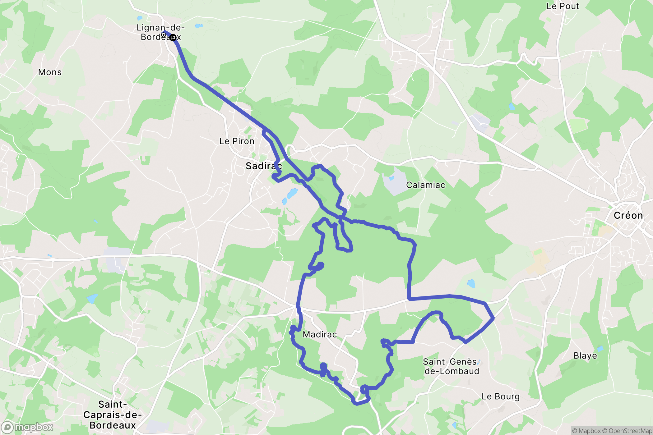 Lignan-de-Bordeaux : carte du parcours de randonnée - France