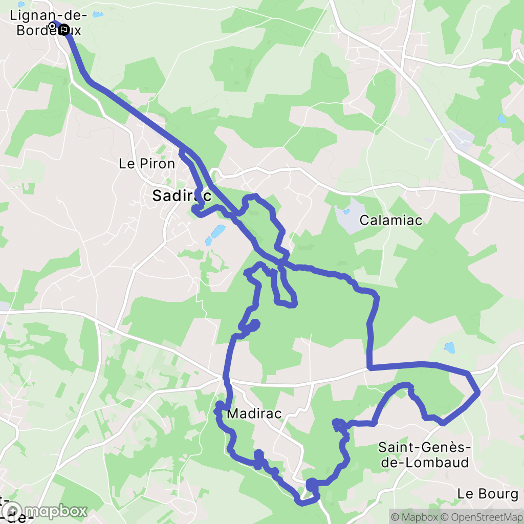Lignan-de-Bordeaux : carte du parcours de randonnée - France