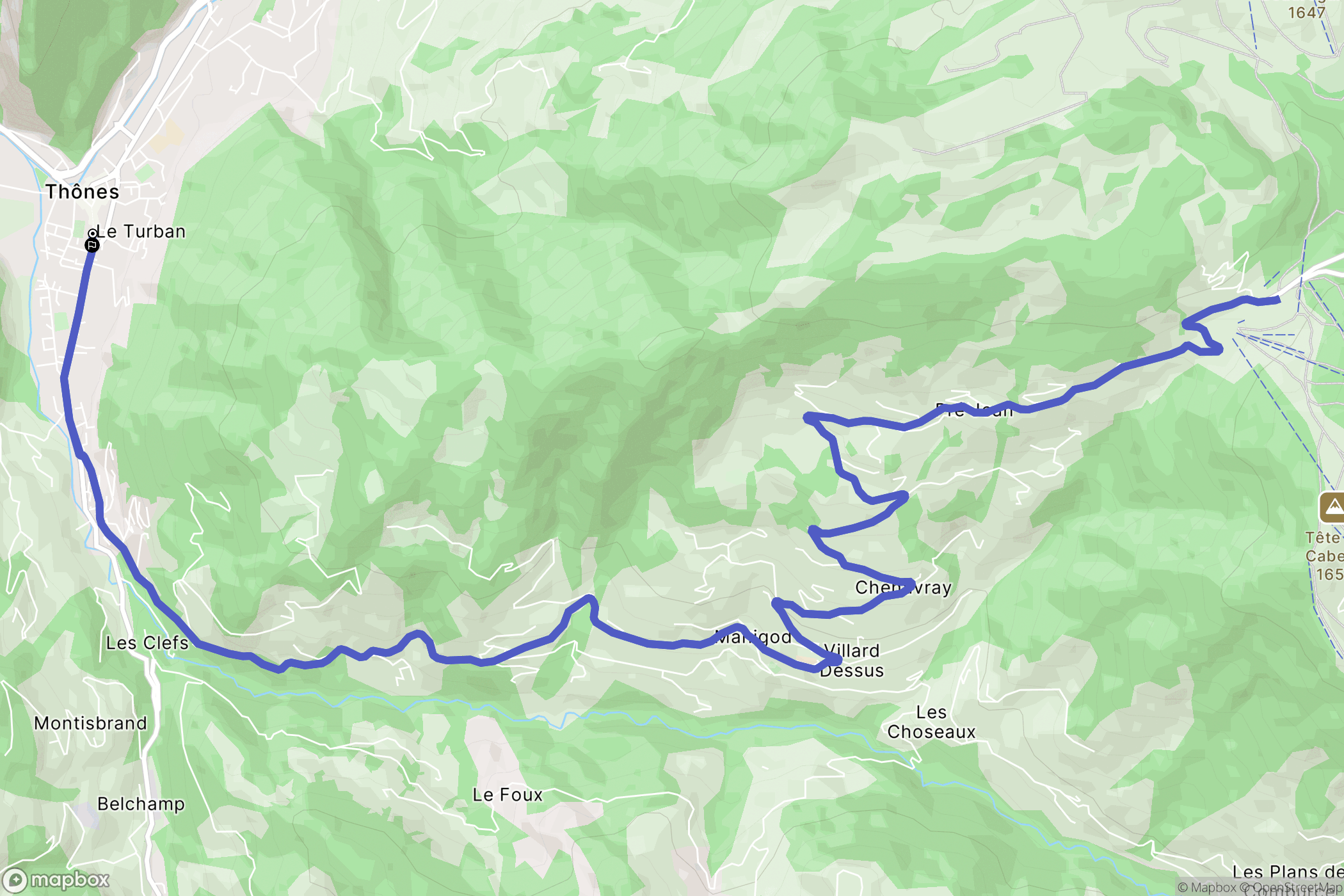 Thônes : carte du parcours de randonnée - France
