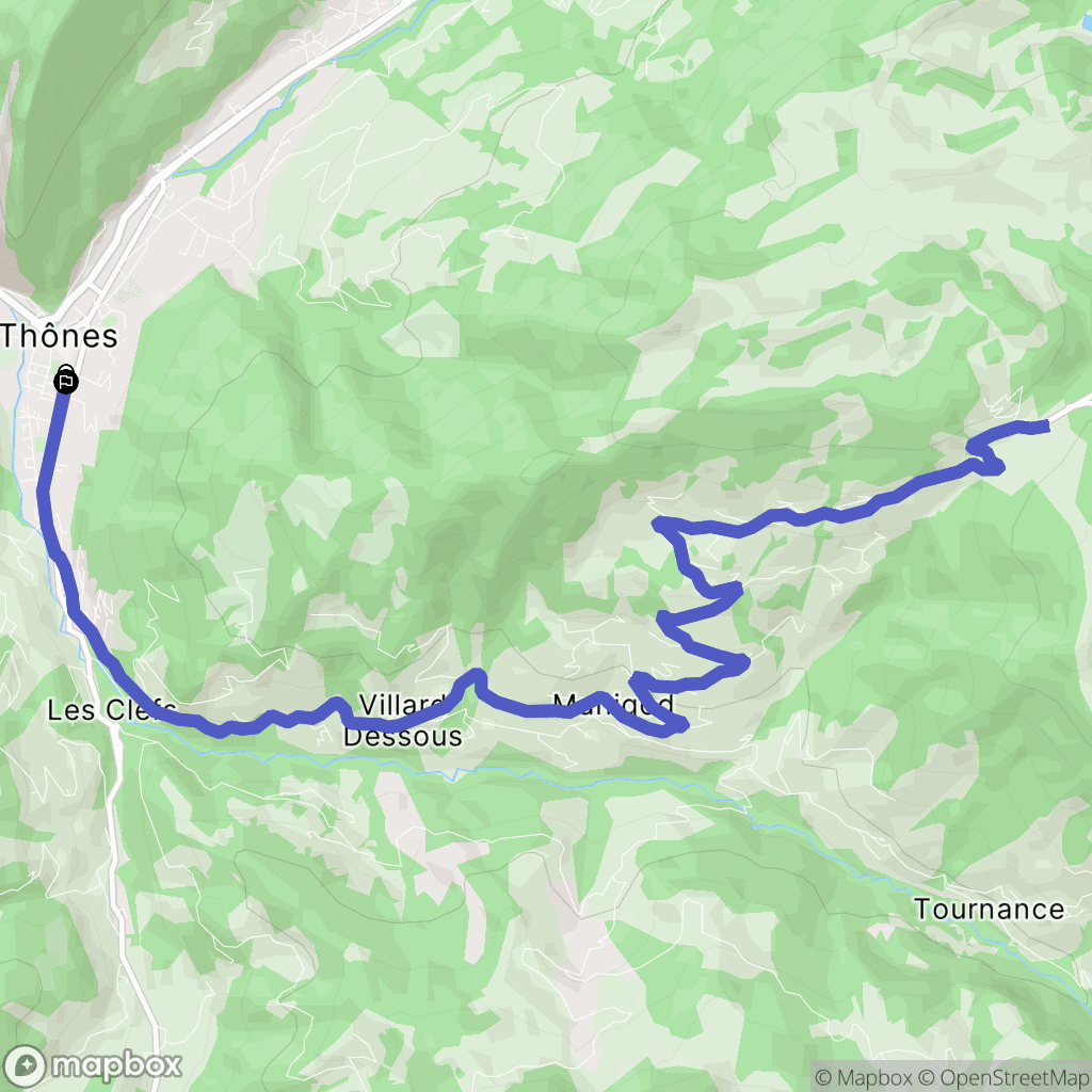 Thônes : carte du parcours de randonnée - France