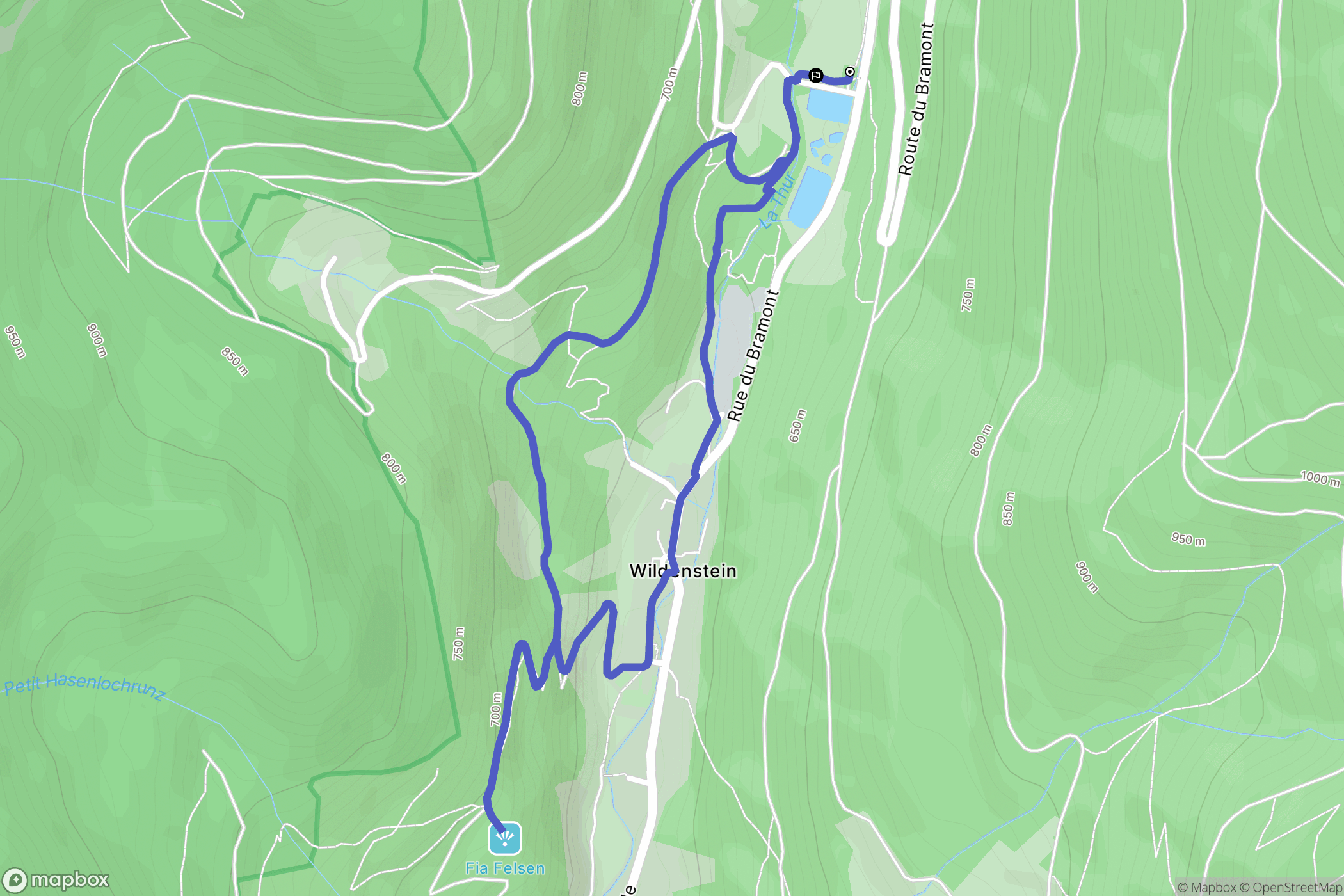 Wildenstein : carte du parcours de randonnée - France