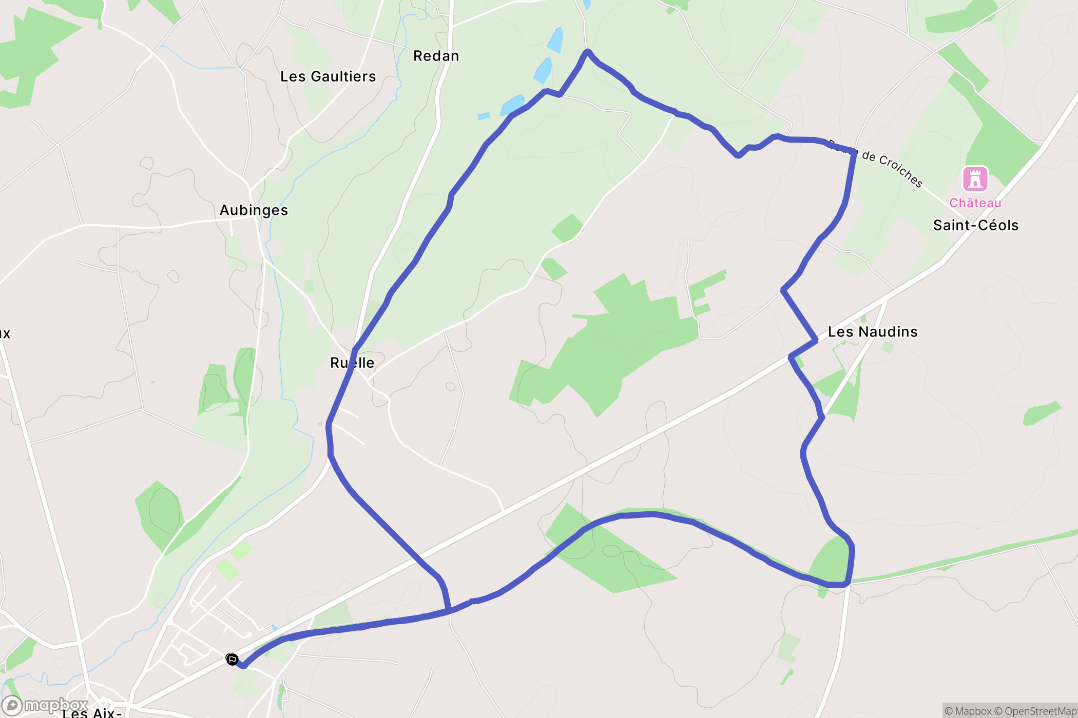 Les Aix-d'Angillon : carte du parcours de randonnée - France