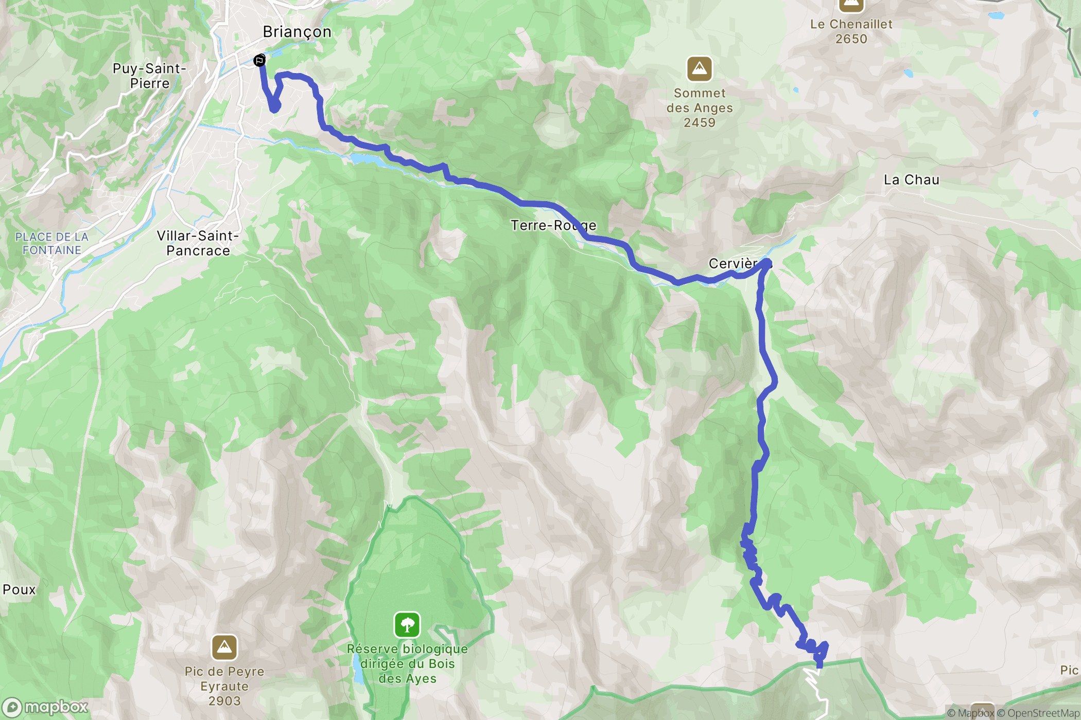 Briançon : carte du parcours de randonnée - France