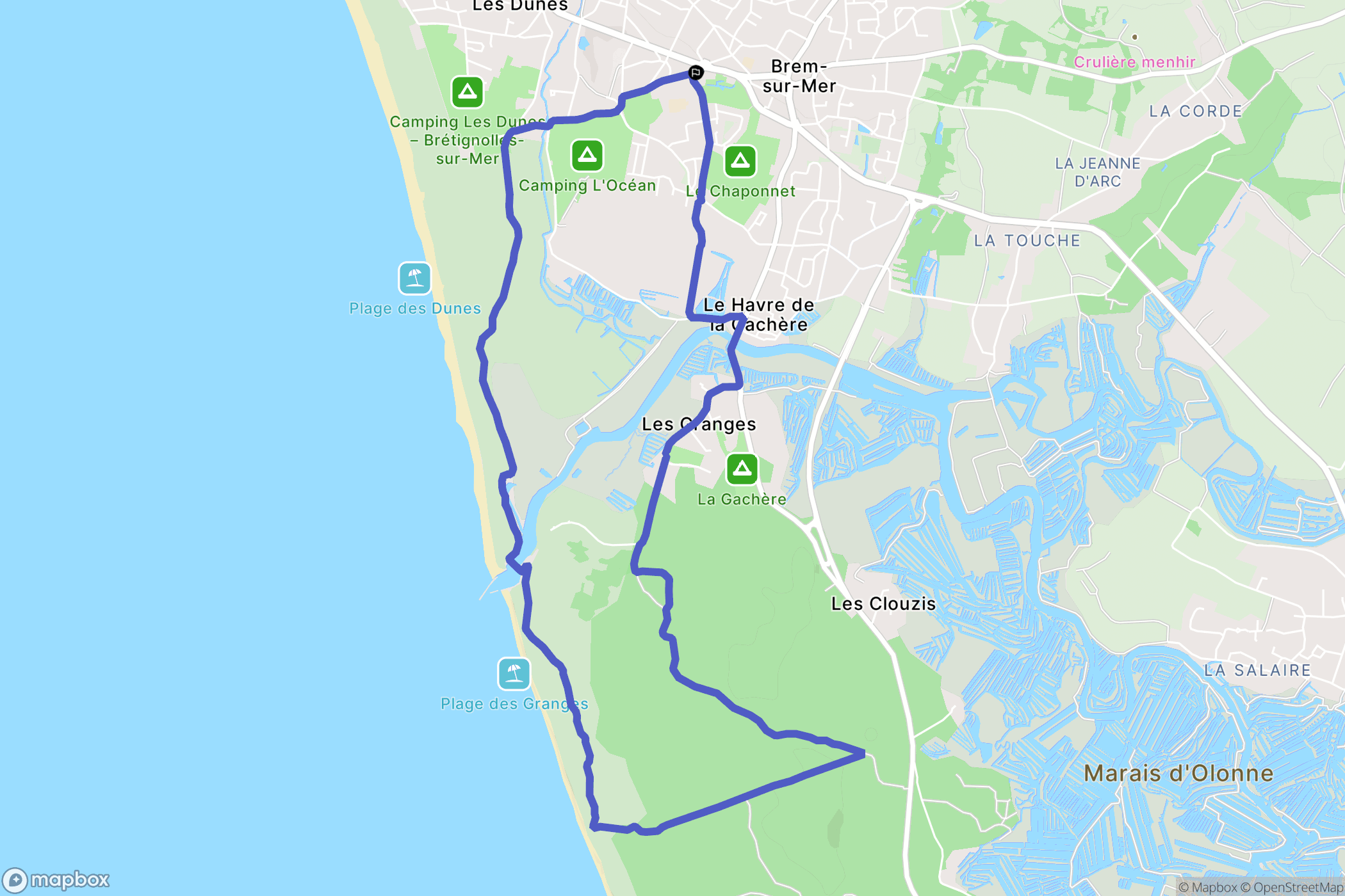 Brem-sur-Mer : carte du parcours de randonnée - France