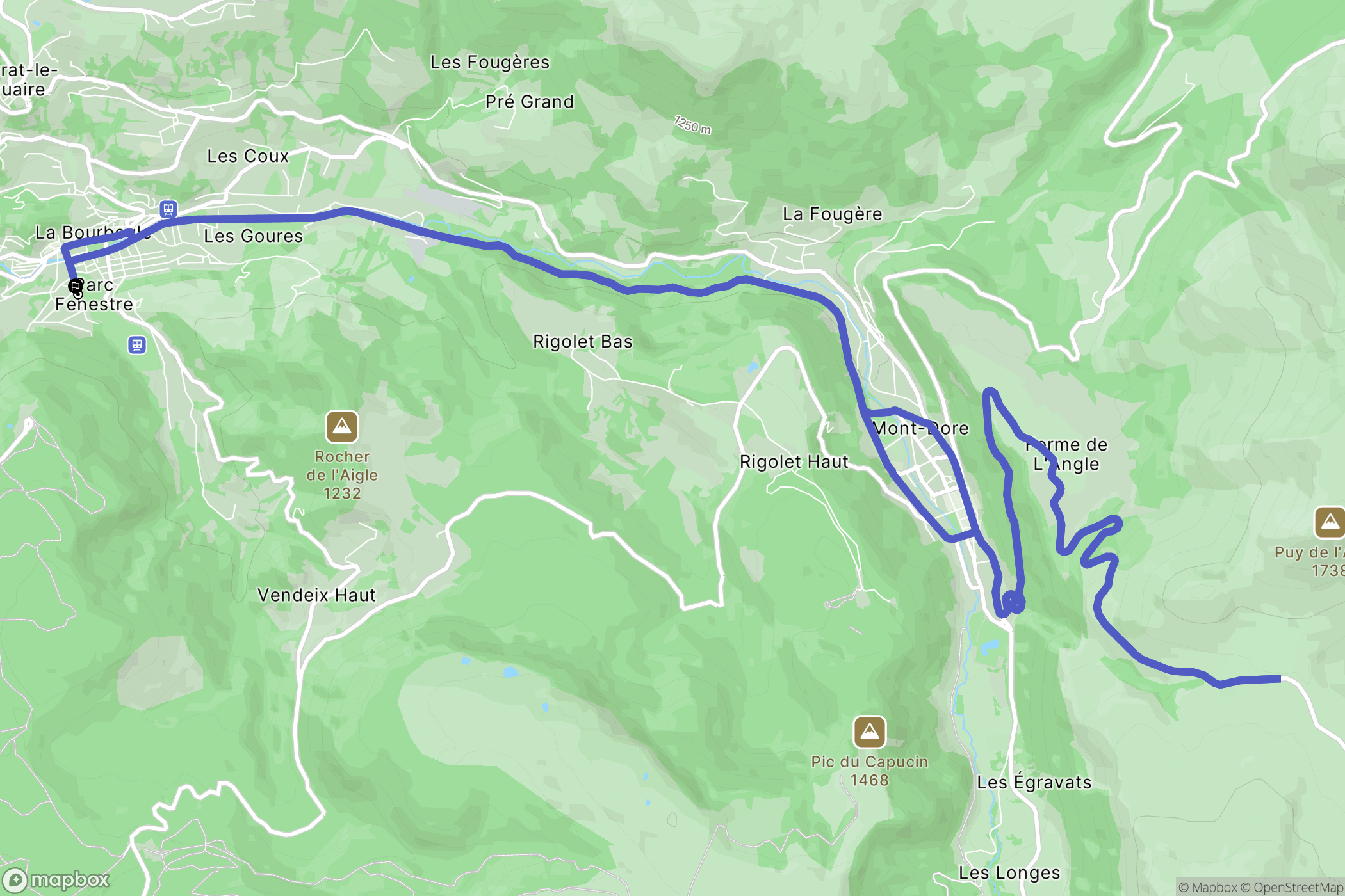 La Bourboule : carte du parcours de randonnée - France