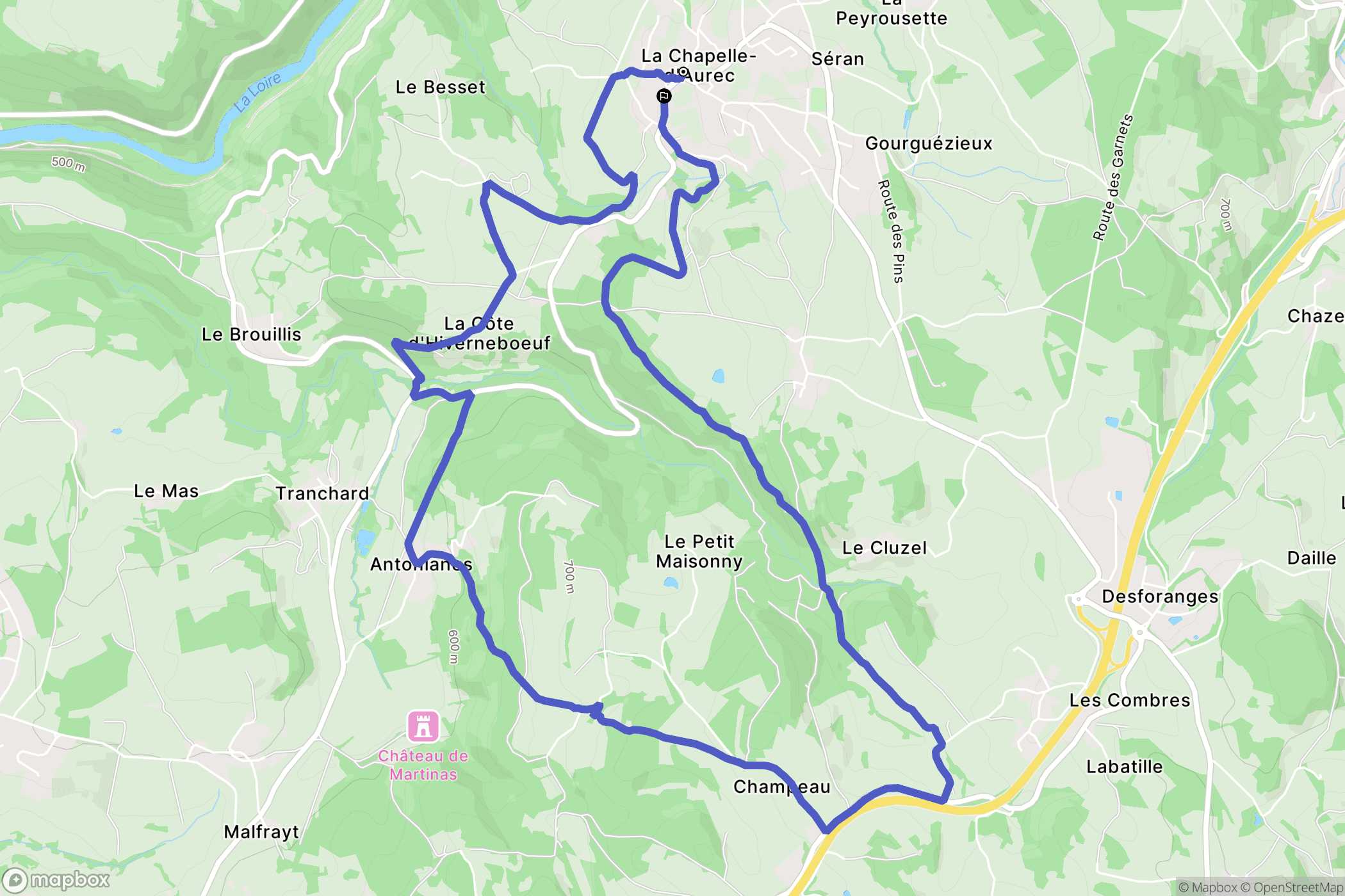 La Chapelle-d'Aurec : carte du parcours de randonnée - France