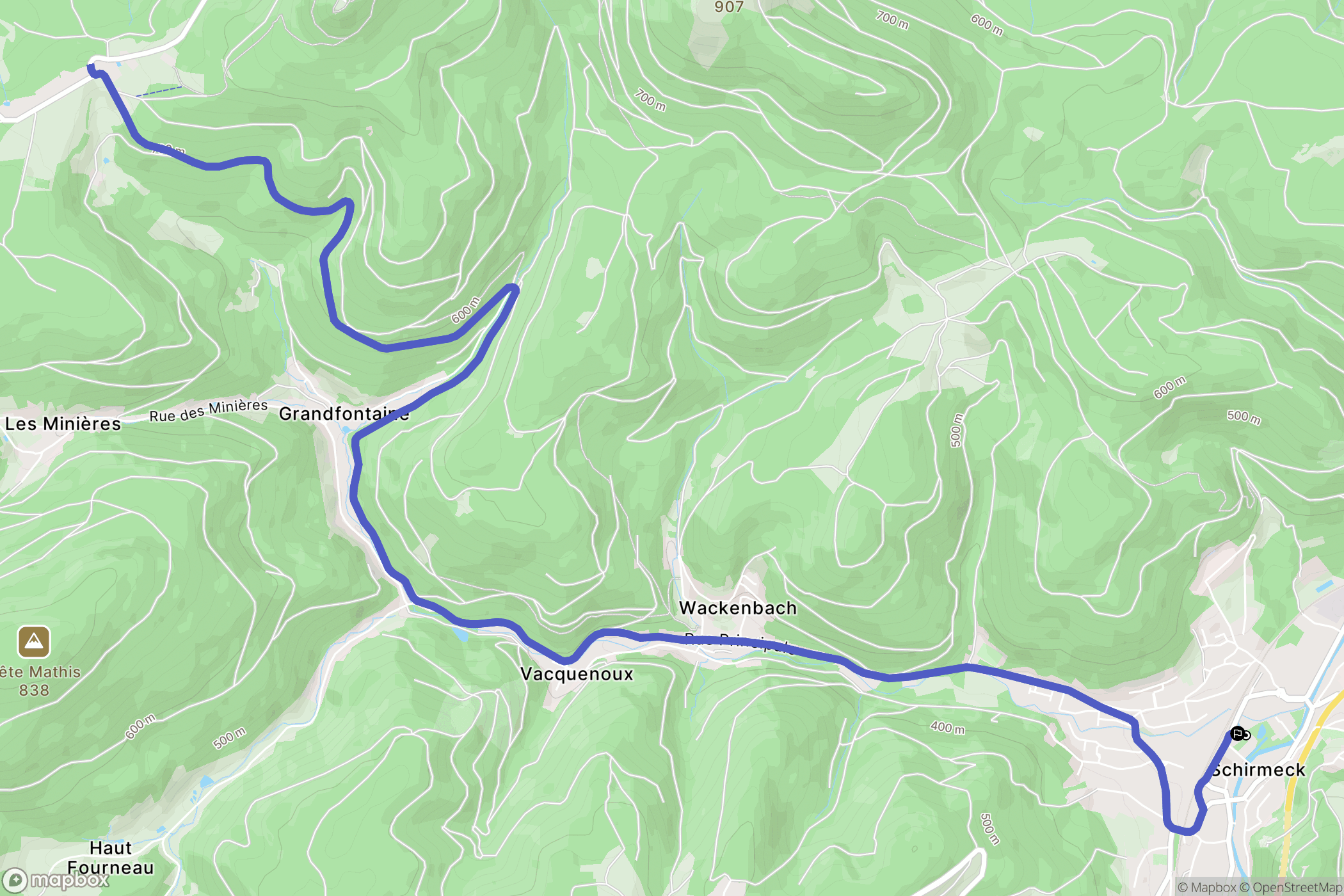 Schirmeck : carte du parcours de randonnée - France