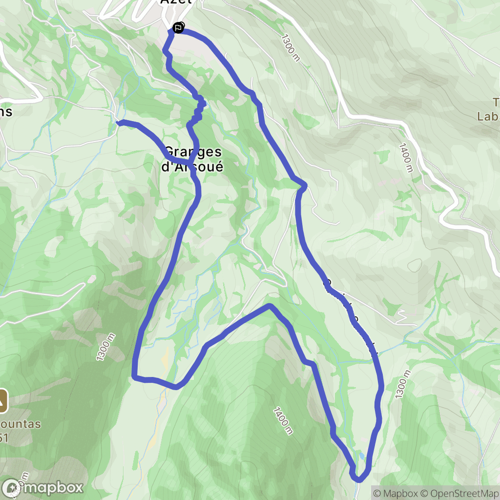 Azet : carte du parcours de randonnée - France