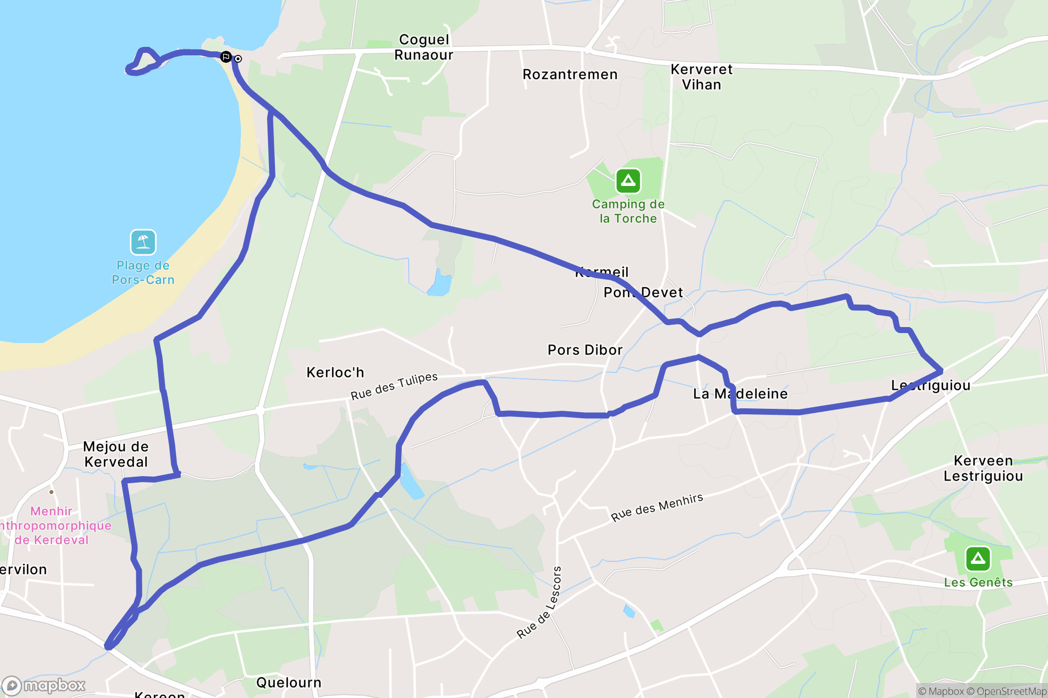 Plomeur : carte du parcours de randonnée - France