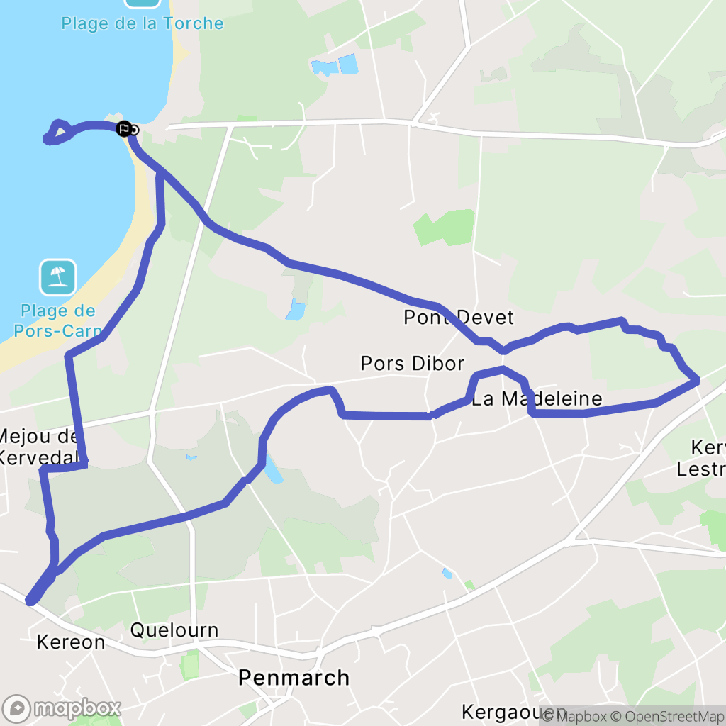 Plomeur : carte du parcours de randonnée - France