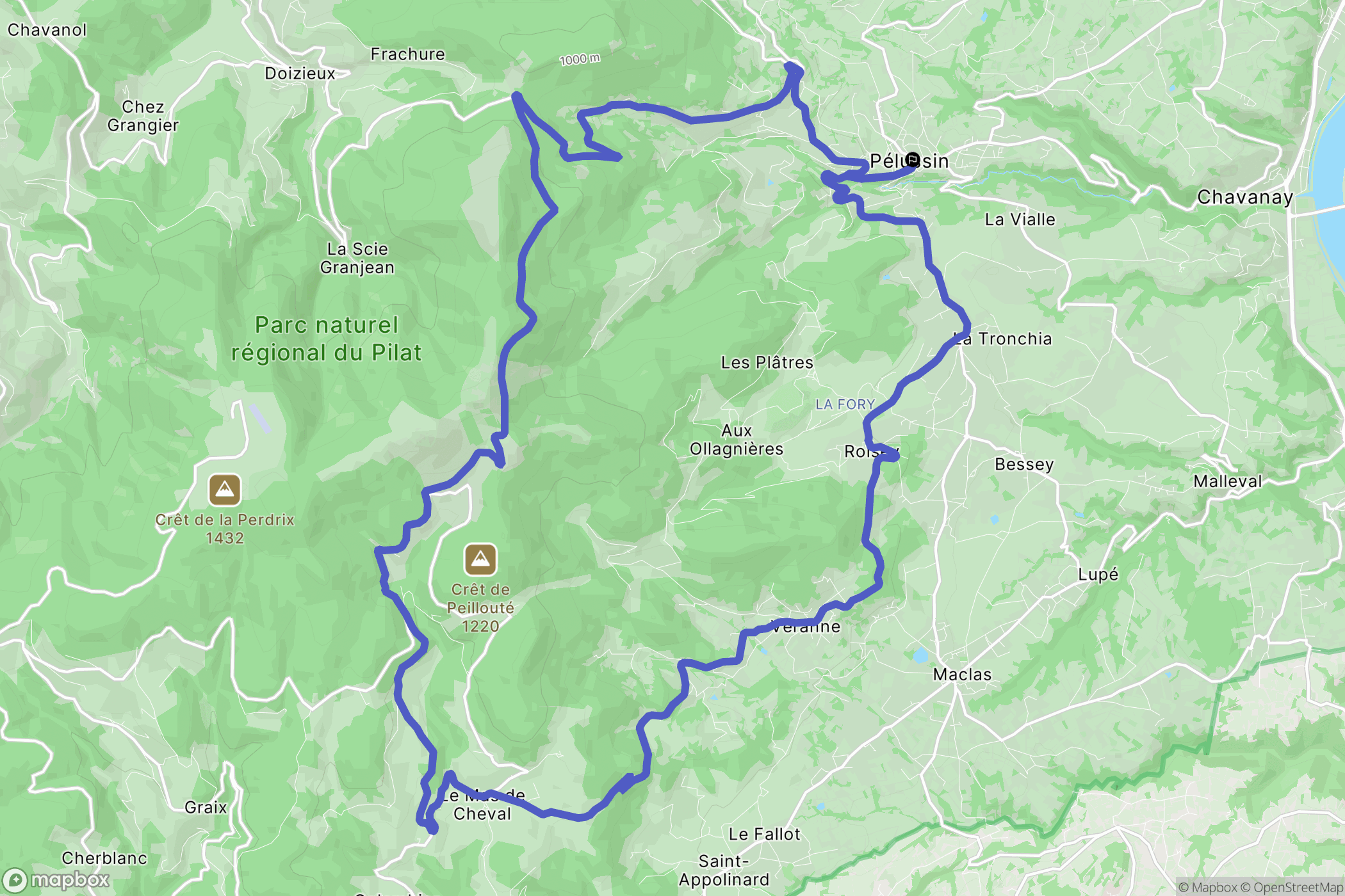 Pélussin : carte du parcours de randonnée - France
