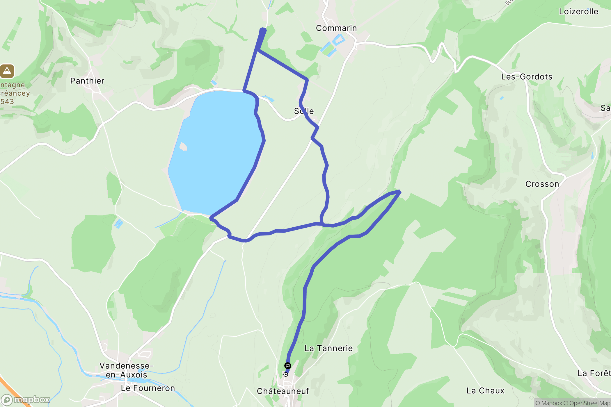 Châteauneuf-en-Auxois : carte du parcours de randonnée - France