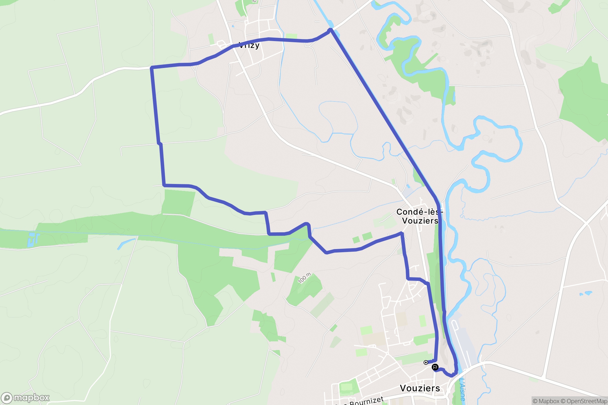 Vouziers : carte du parcours de randonnée - France