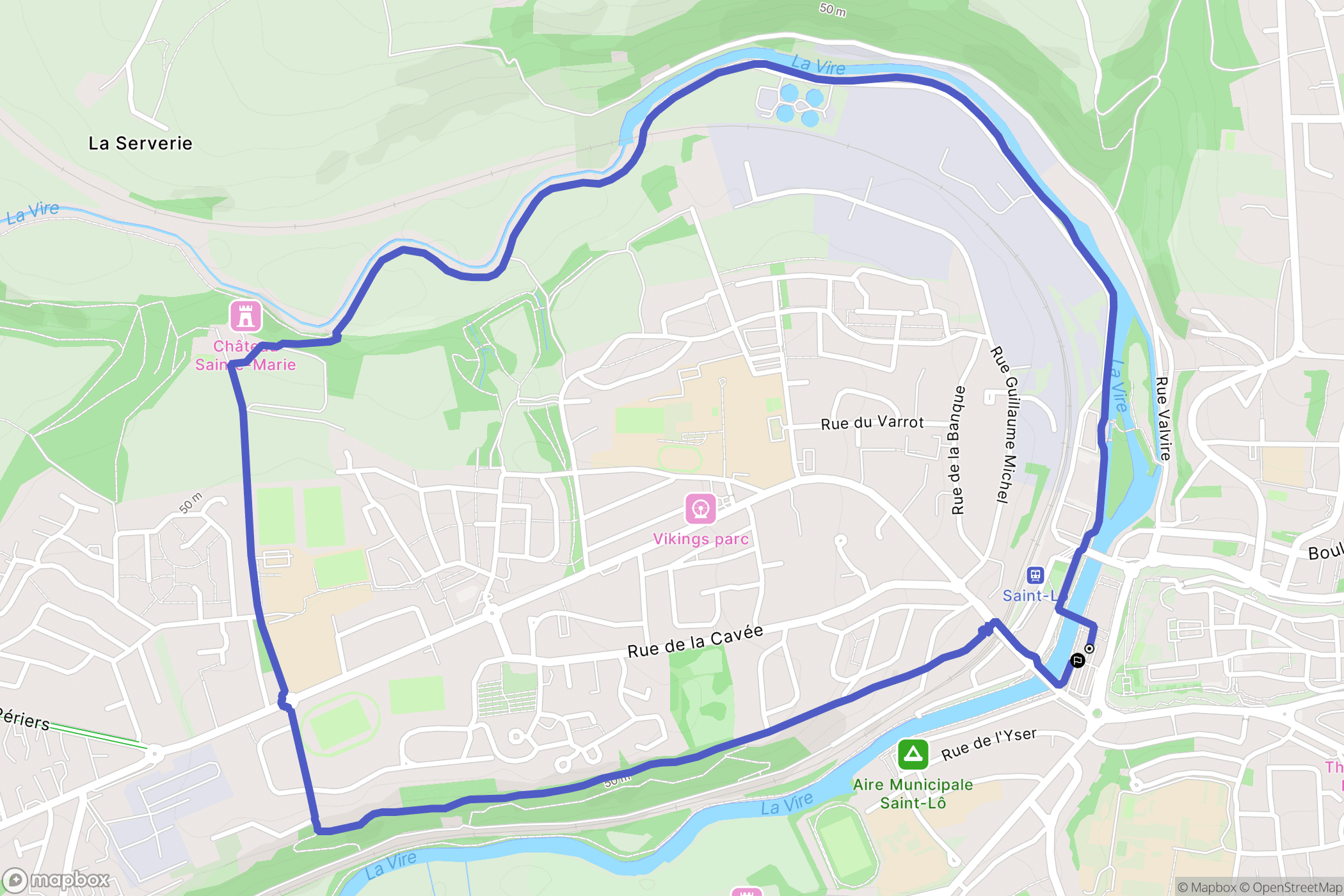 Saint-Lô : carte du parcours de randonnée - France