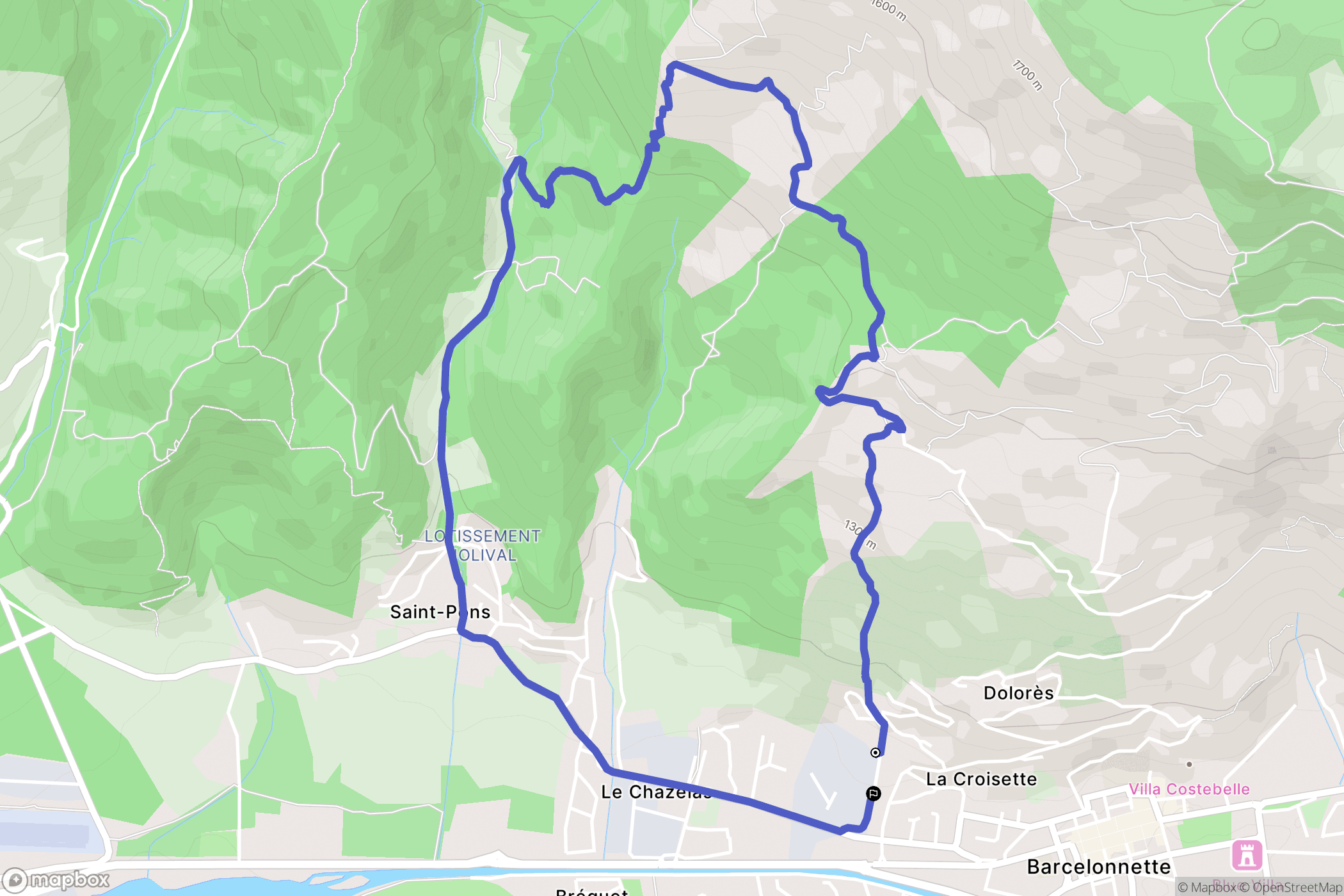 Barcelonnette : carte du parcours de randonnée - France