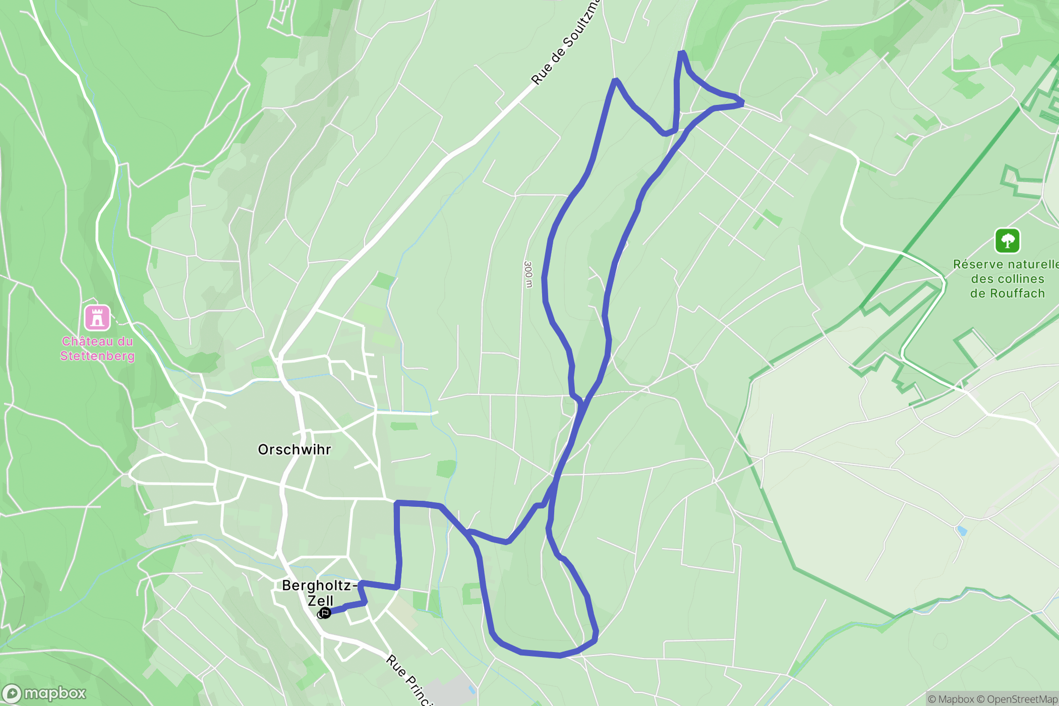 Bergholtz−Zell : carte du parcours de randonnée - France