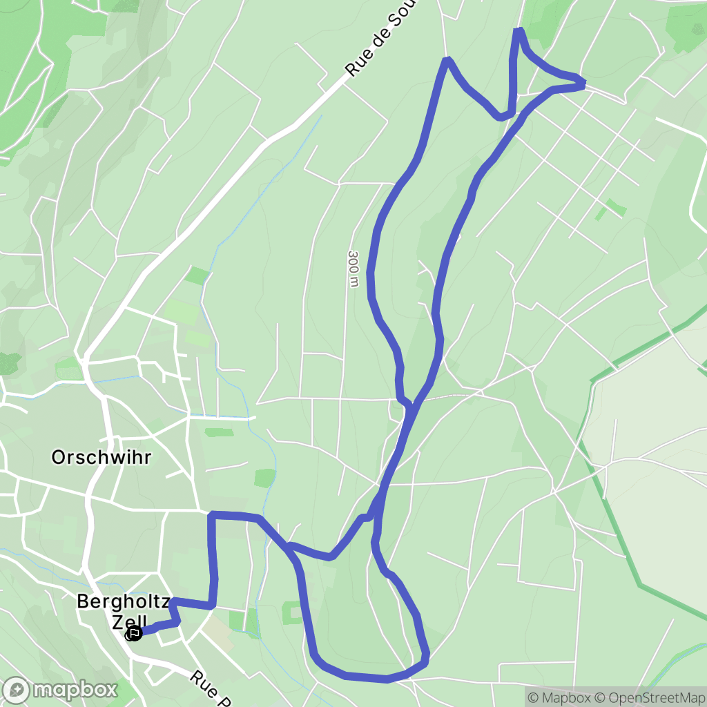 Bergholtz−Zell : carte du parcours de randonnée - France