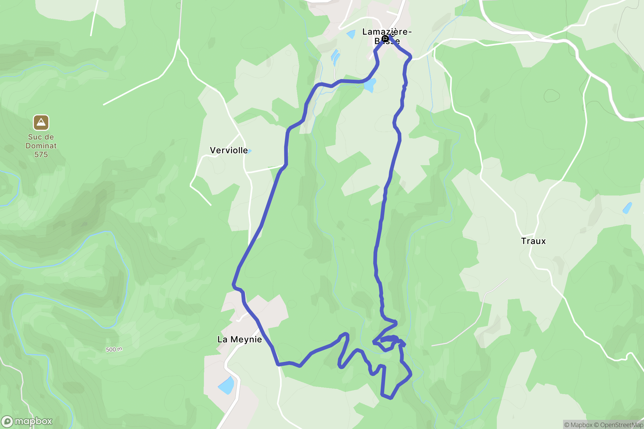 Lamazière-Basse : carte du parcours de randonnée - France