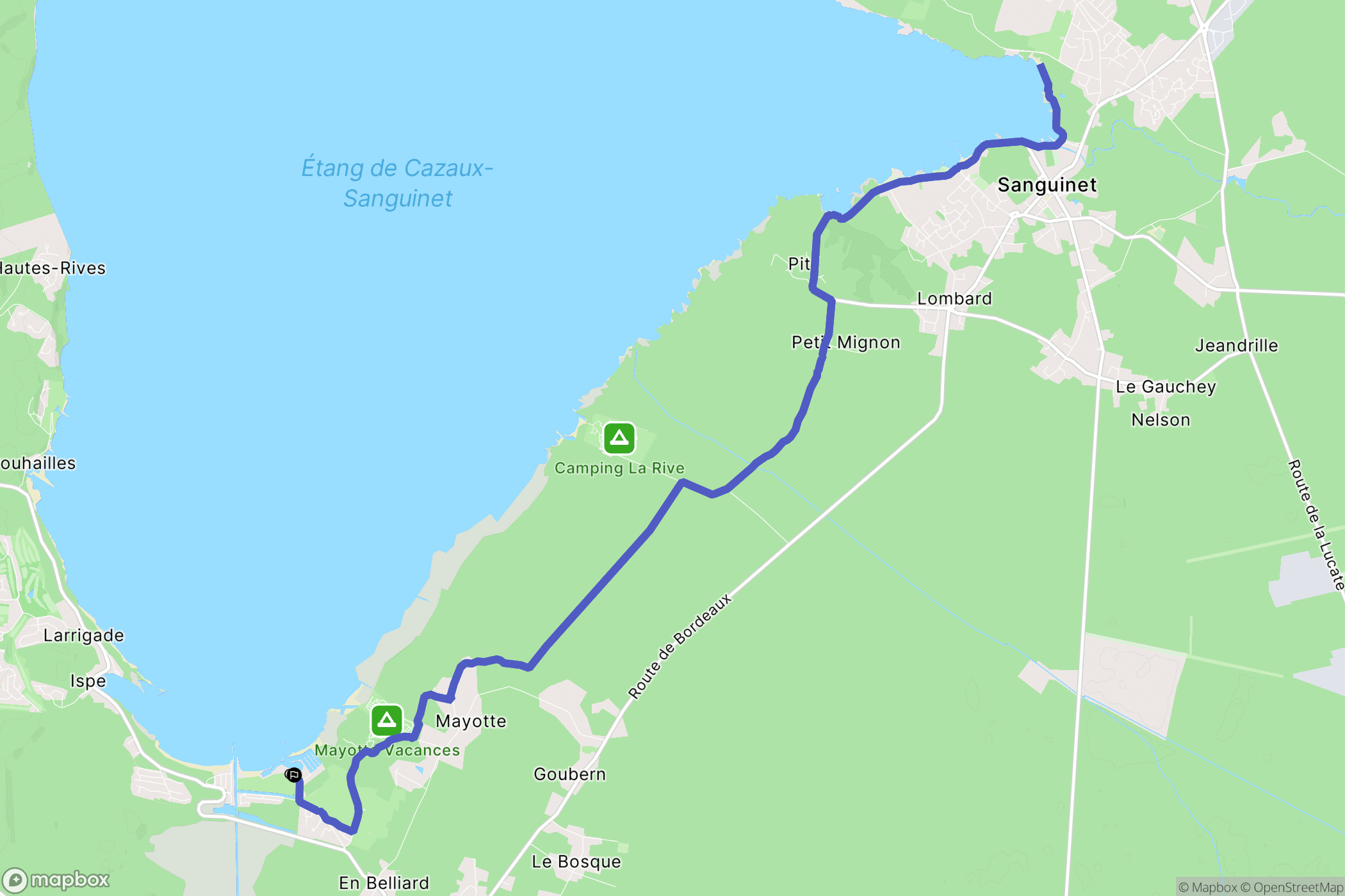Biscarrosse : carte du parcours de randonnée - France
