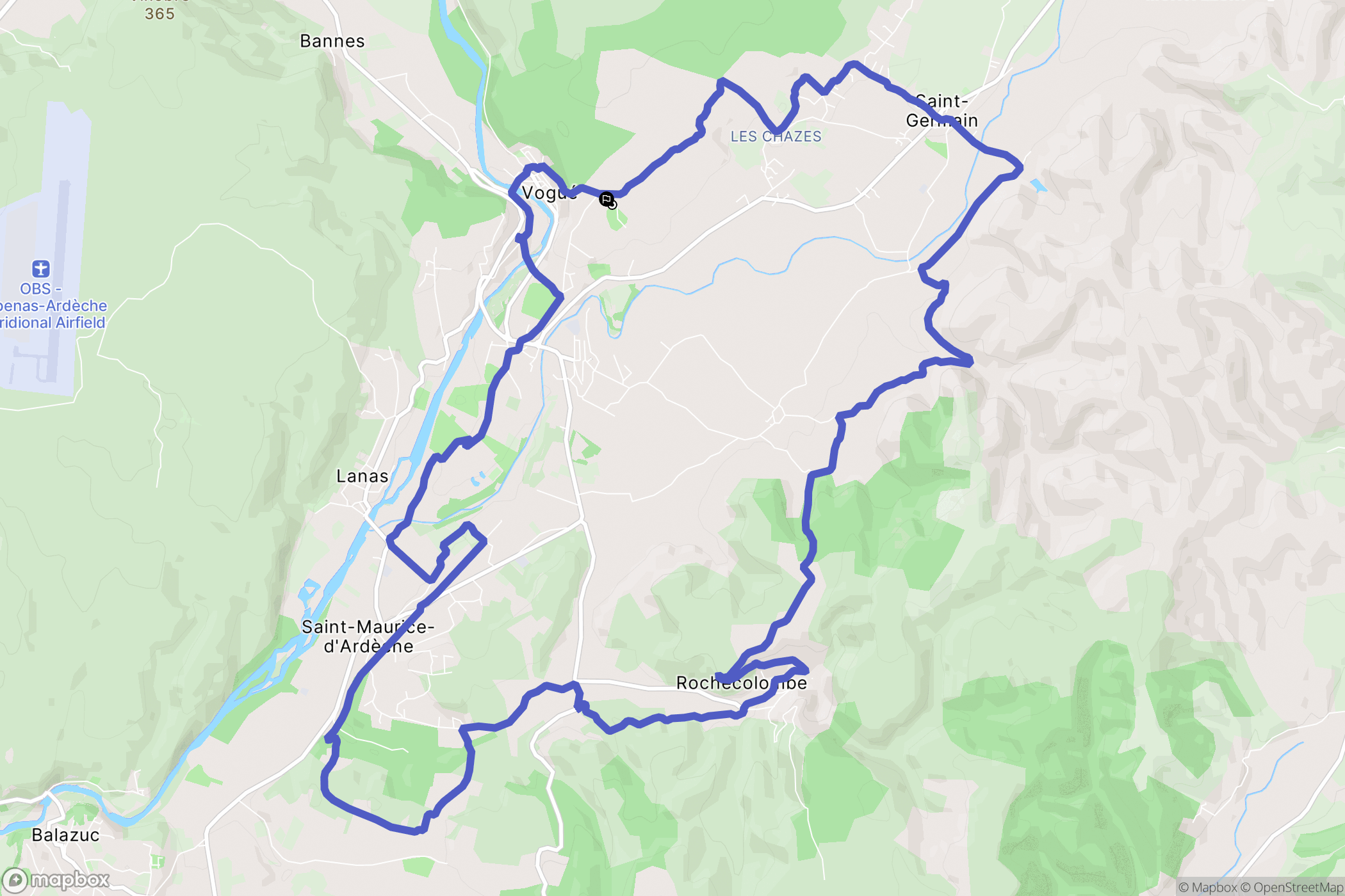 Vogüé : carte du parcours de randonnée - France