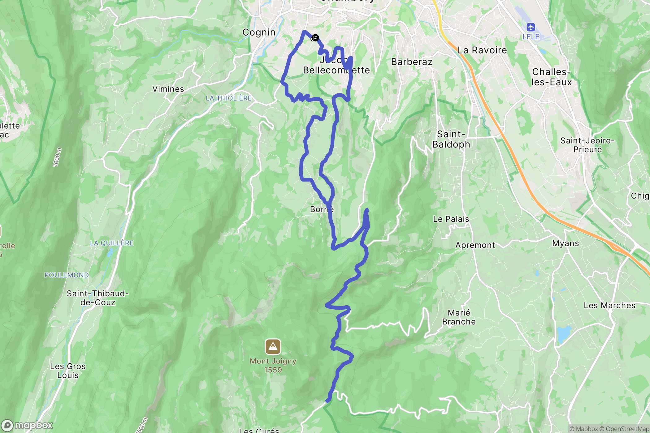 Jacob-Bellecombette : carte du parcours de randonnée - France