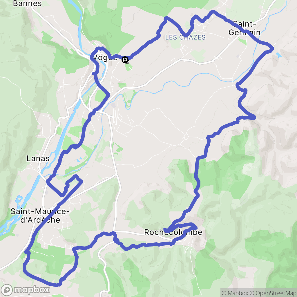 Vogüé : carte du parcours de randonnée - France