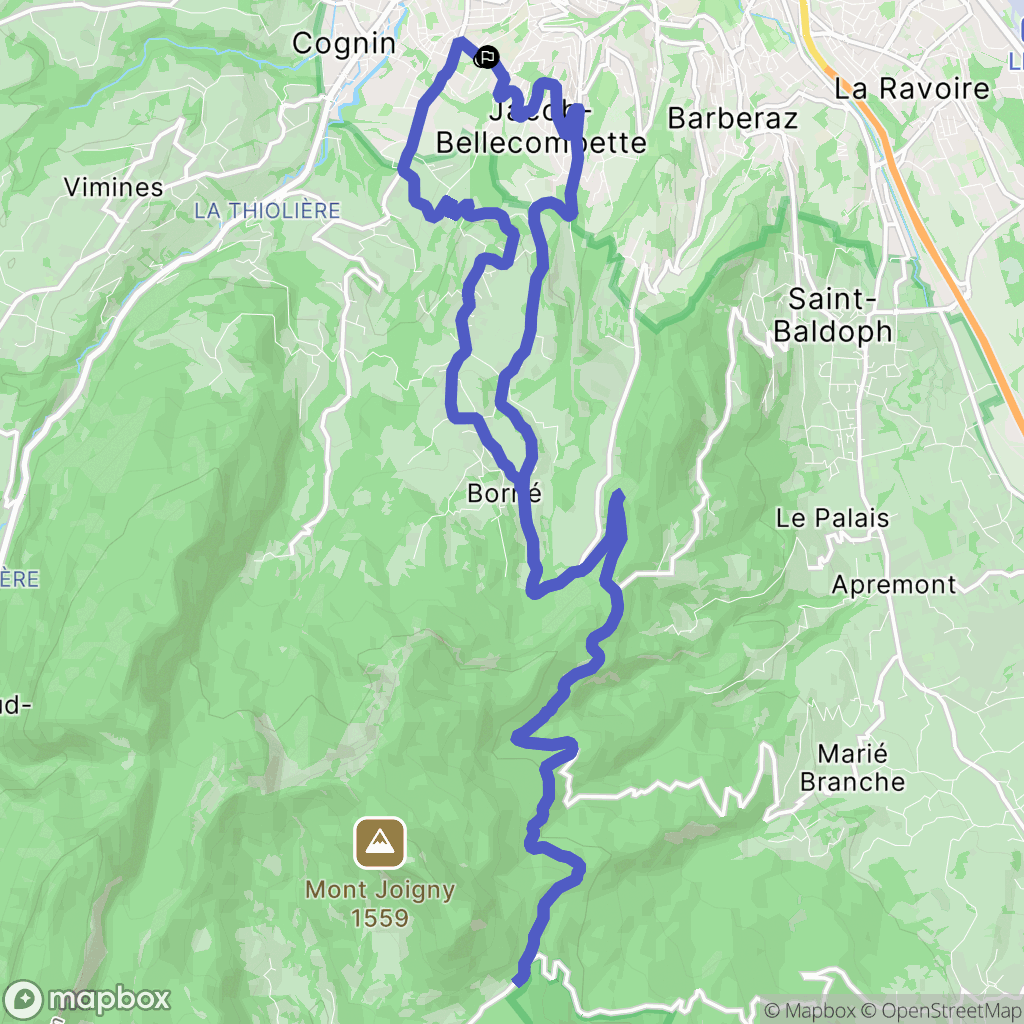 Jacob-Bellecombette : carte du parcours de randonnée - France