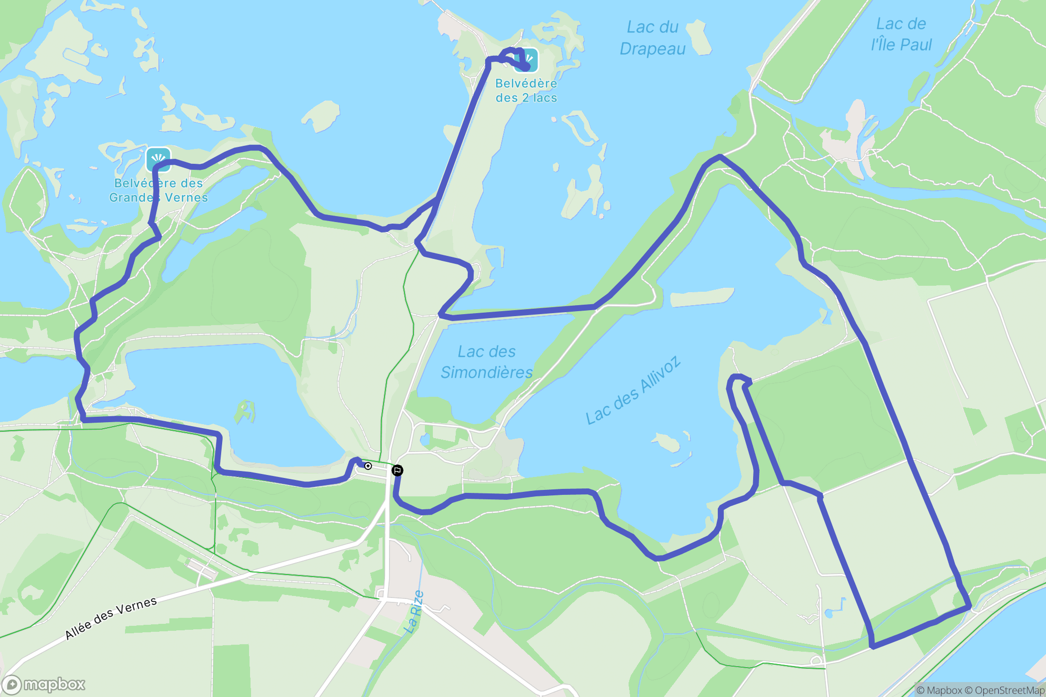 Décines-Charpieu : carte du parcours de randonnée - France