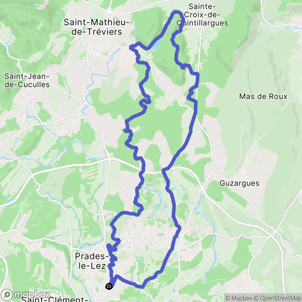 Prades-le-Lez : carte du parcours de randonnée - France