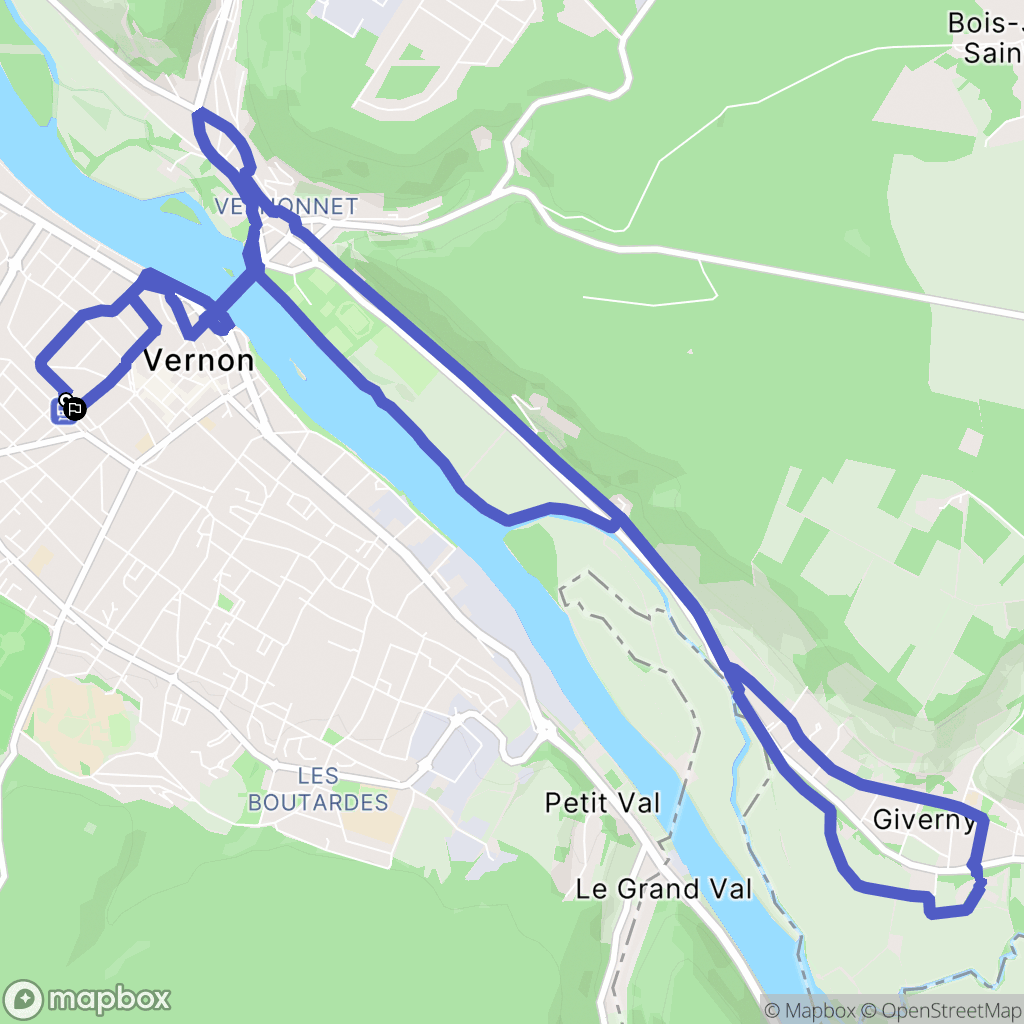 Vernon : carte du parcours de randonnée - France