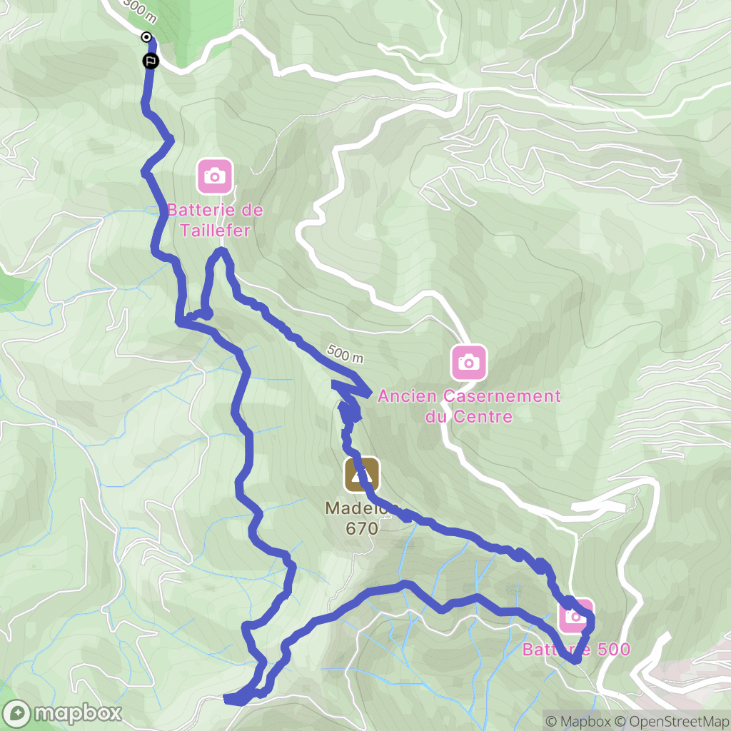 Collioure : carte du parcours de randonnée - France