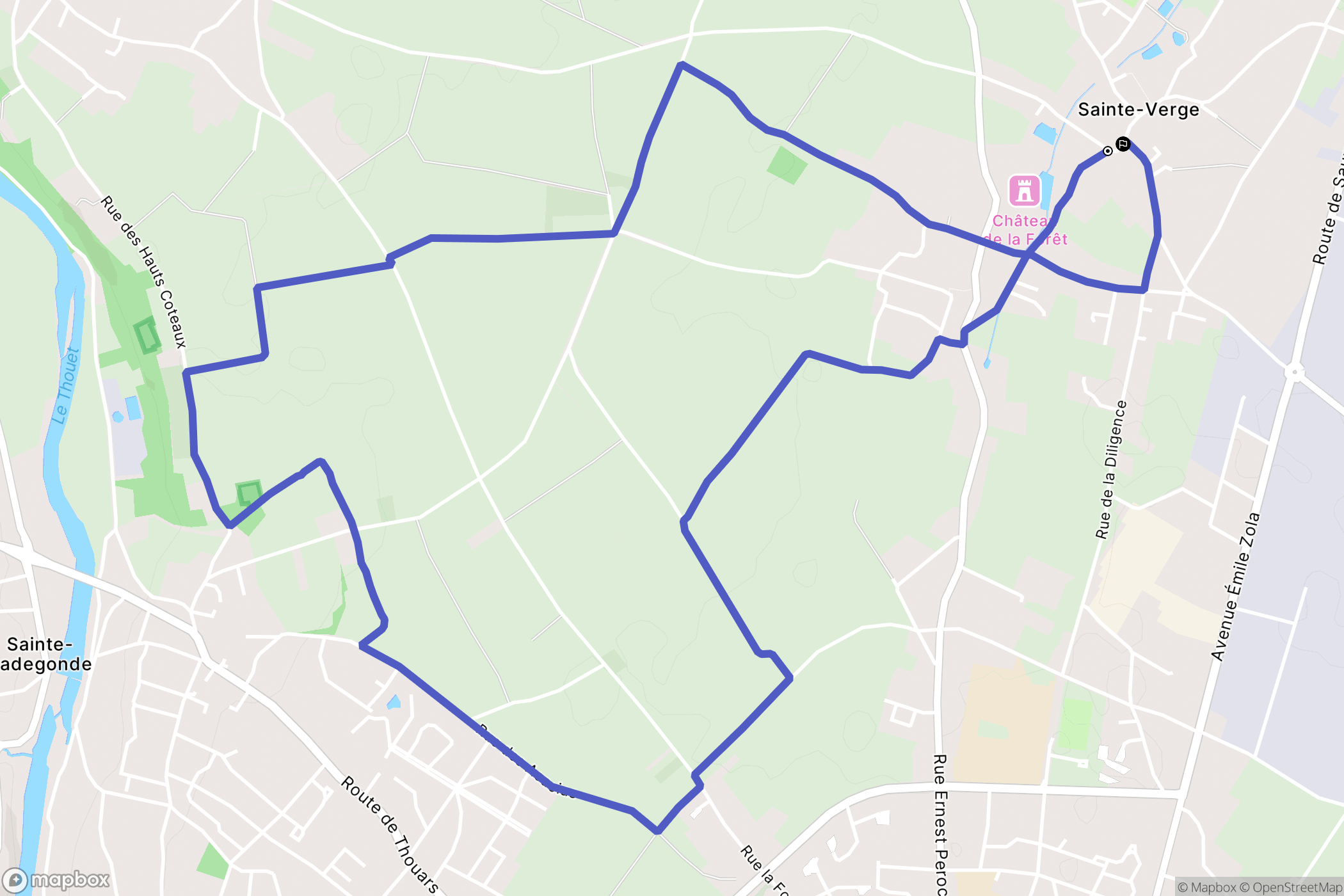 Sainte-Verge : carte du parcours de randonnée - France