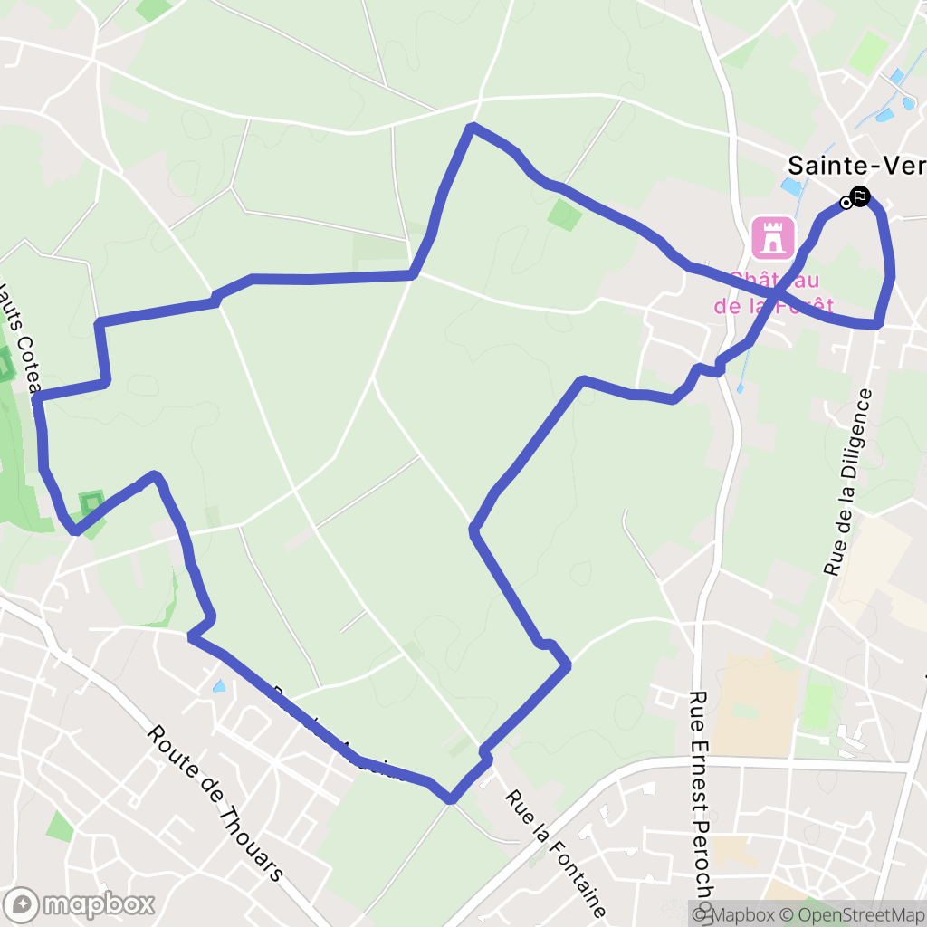 Sainte-Verge : carte du parcours de randonnée - France