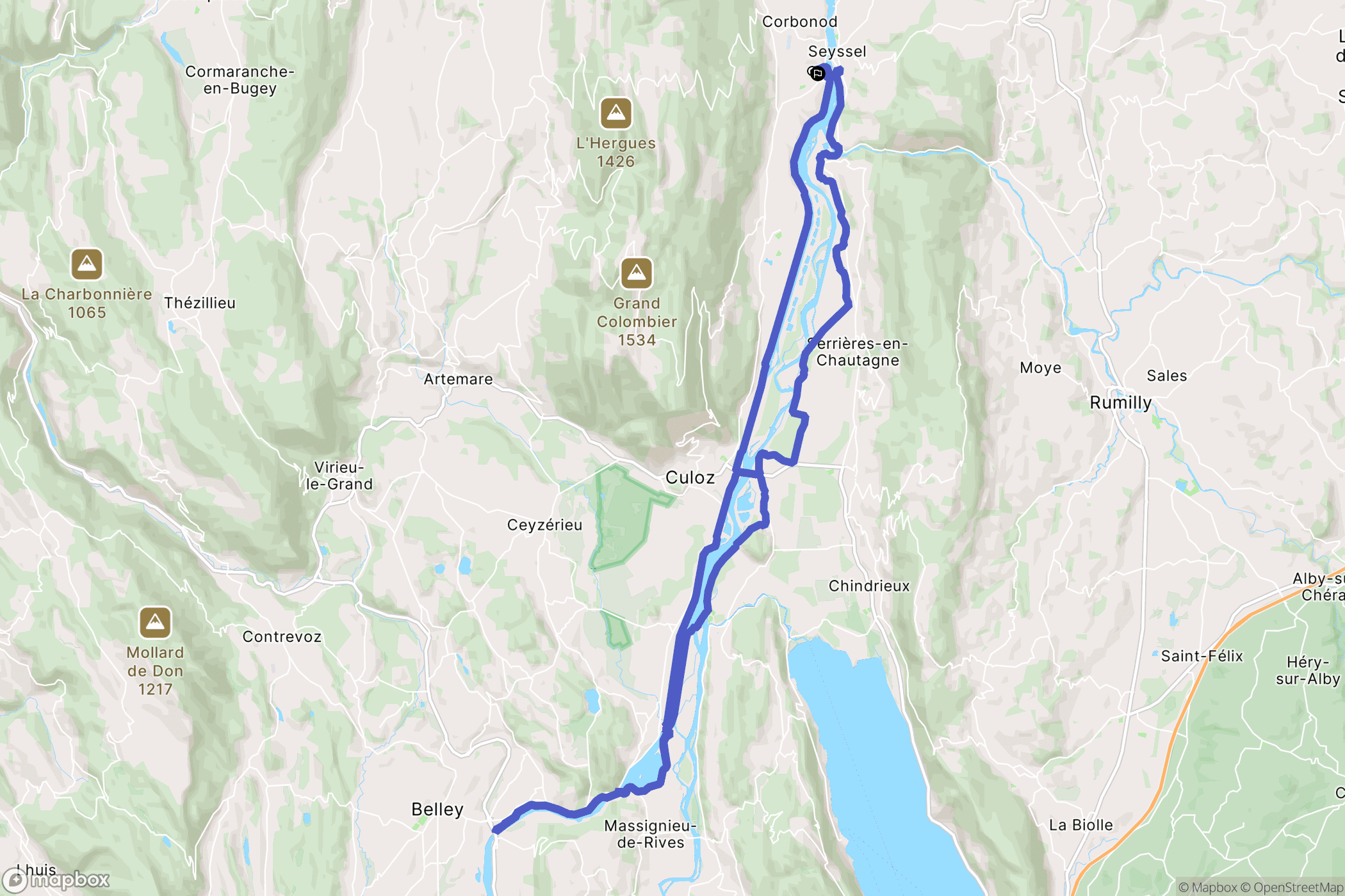 Seyssel : carte du parcours de randonnée - France