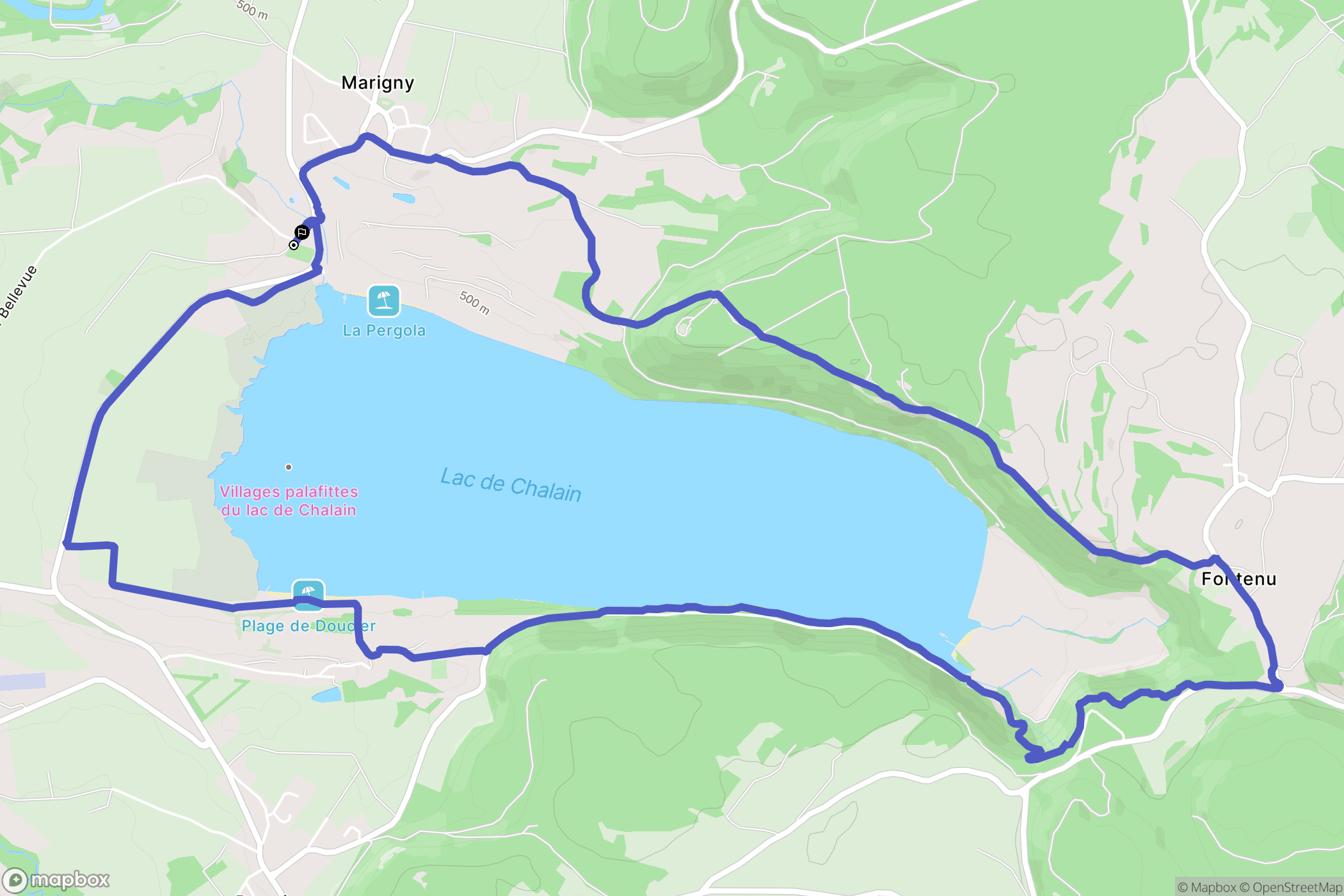 Marigny : carte du parcours de randonnée - France