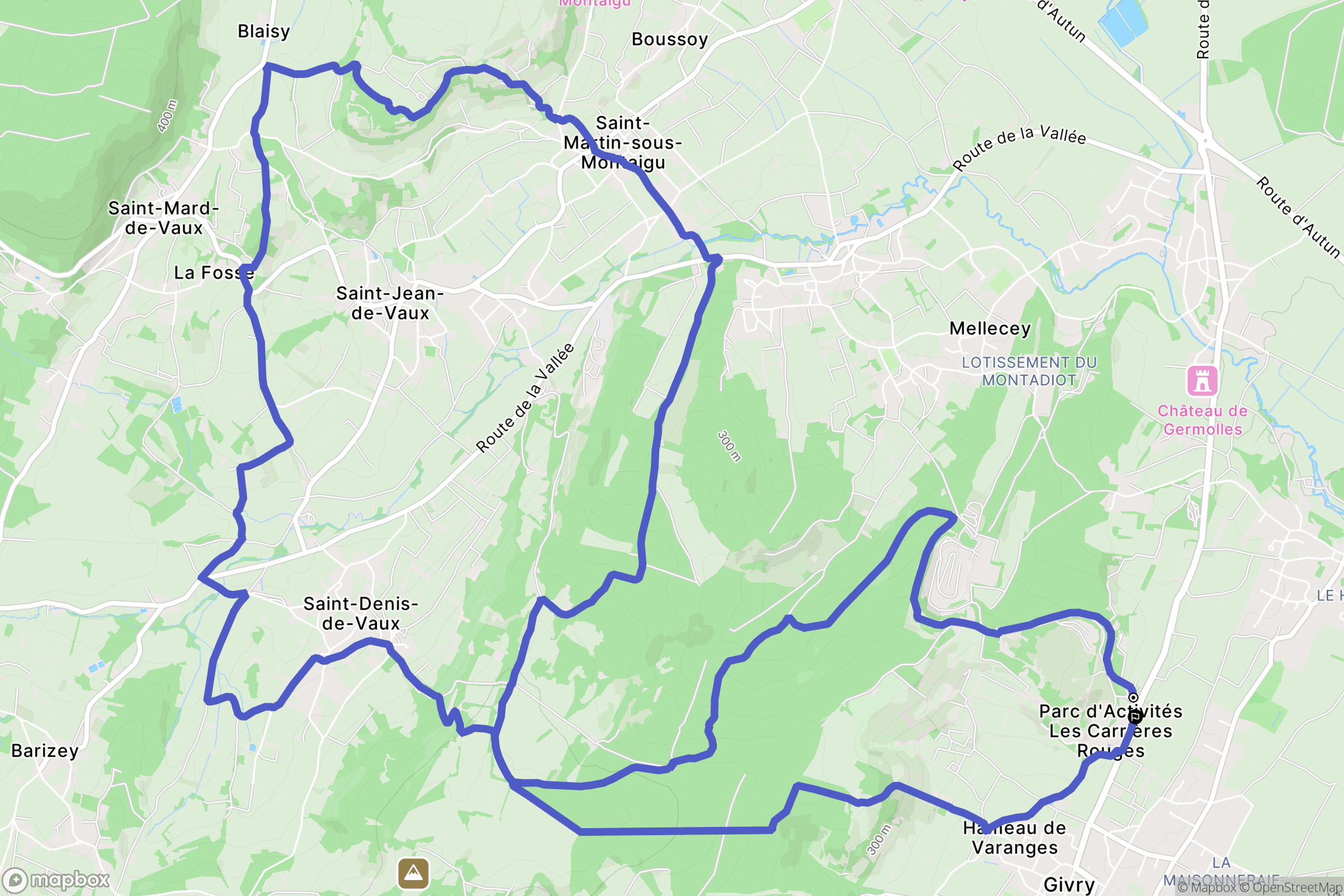 Givry : carte du parcours de randonnée - France