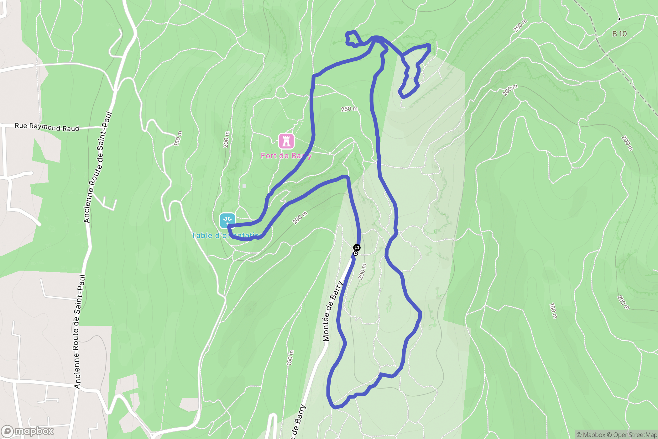 Bollène : carte du parcours de randonnée - France