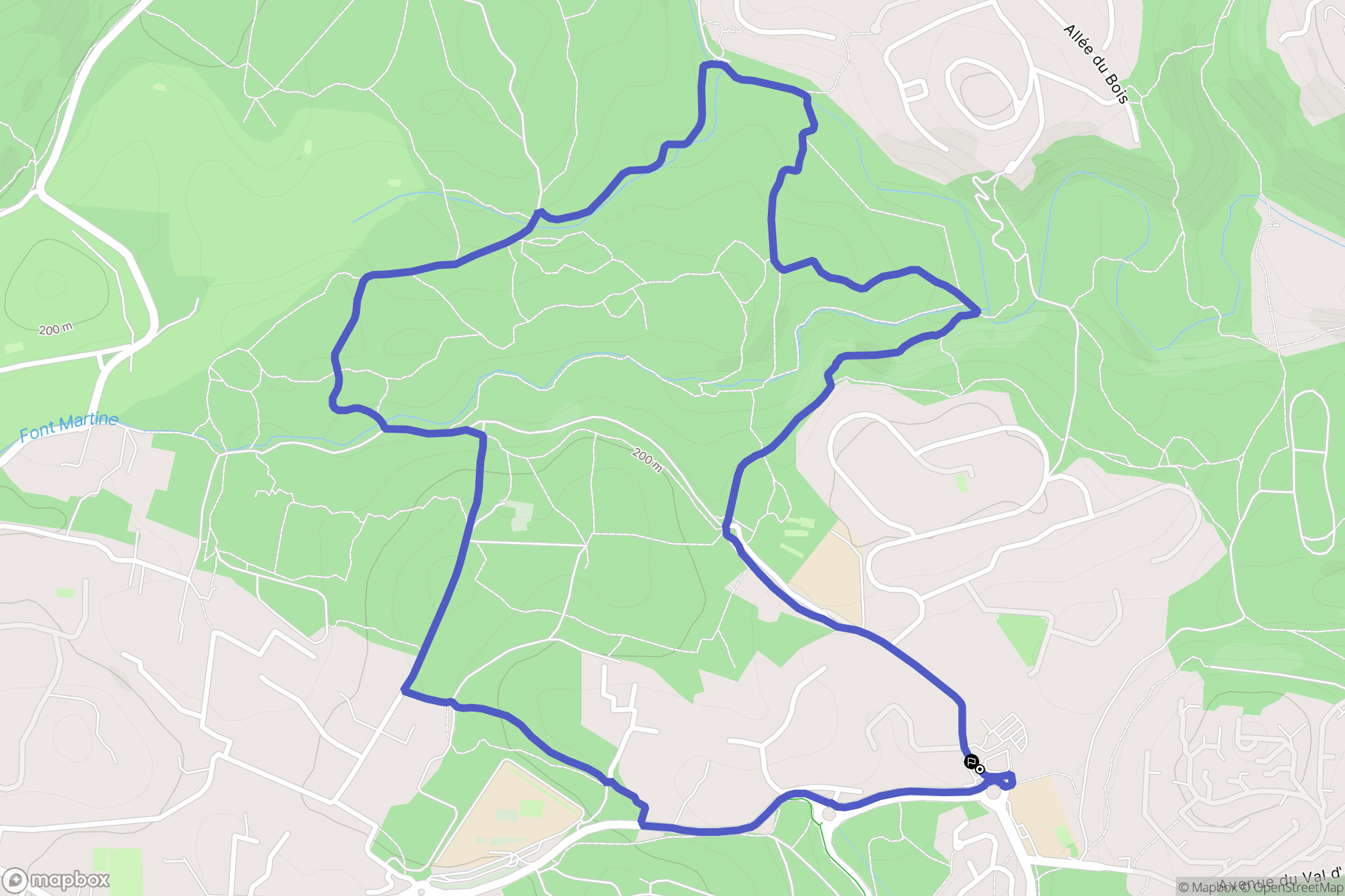Valbonne : carte du parcours de randonnée - France