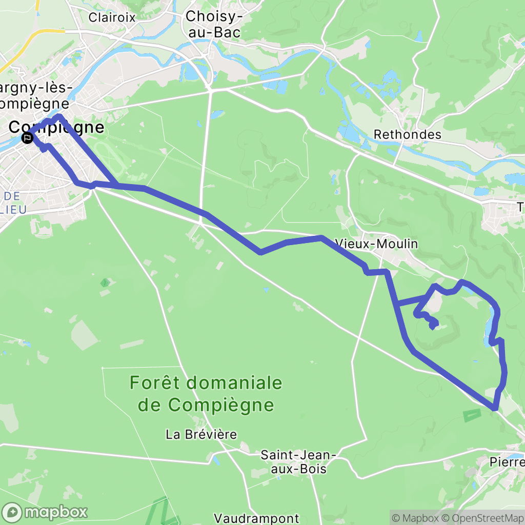 Compiègne : carte du parcours de randonnée - France